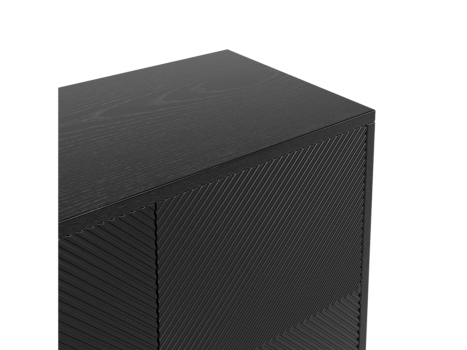 Buffet noir avec 4 portes, poignées et pieds dorés - pour salon et salle à manger