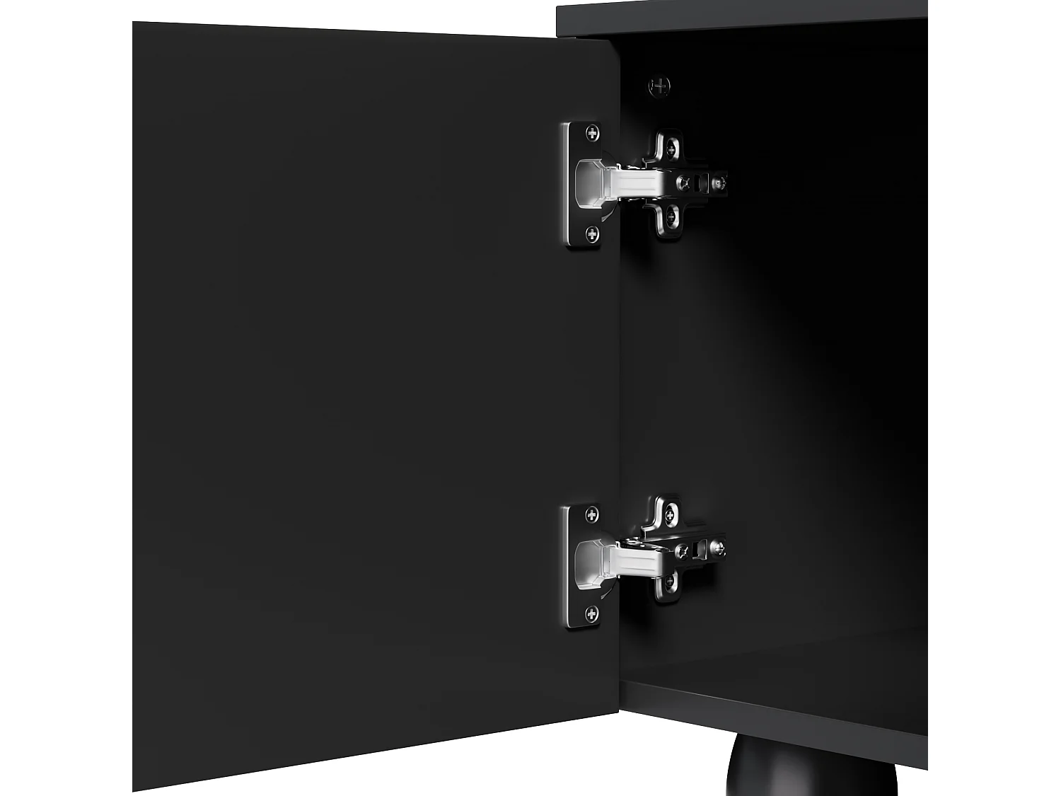 Mobile TV da 180 cm con 2 cassetti portaoggetti e 4 ante curve con motivo – Nero