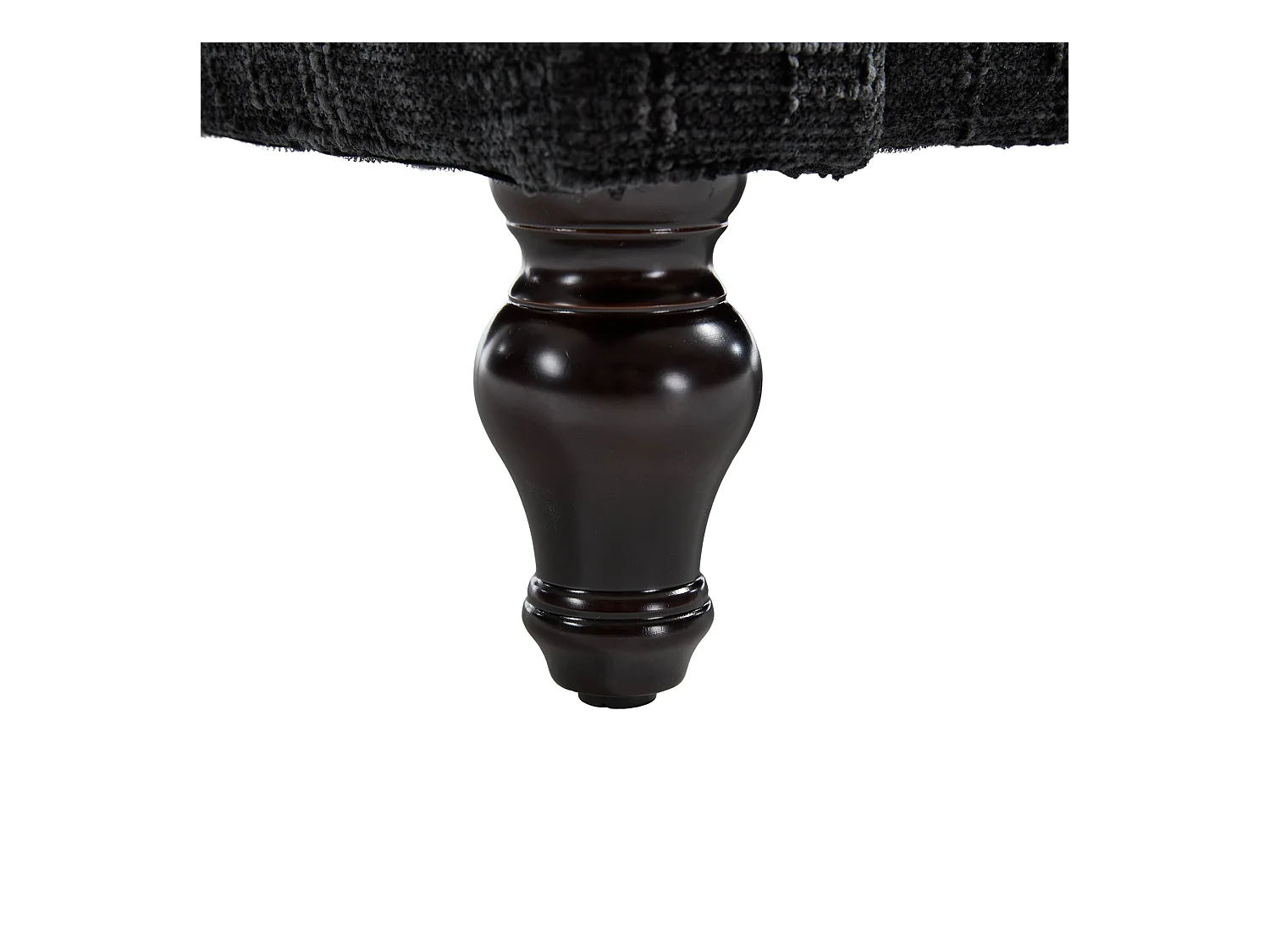 Canapé 2 places avec éclairage LED et port USB, pieds en bois - tissu chenille noir