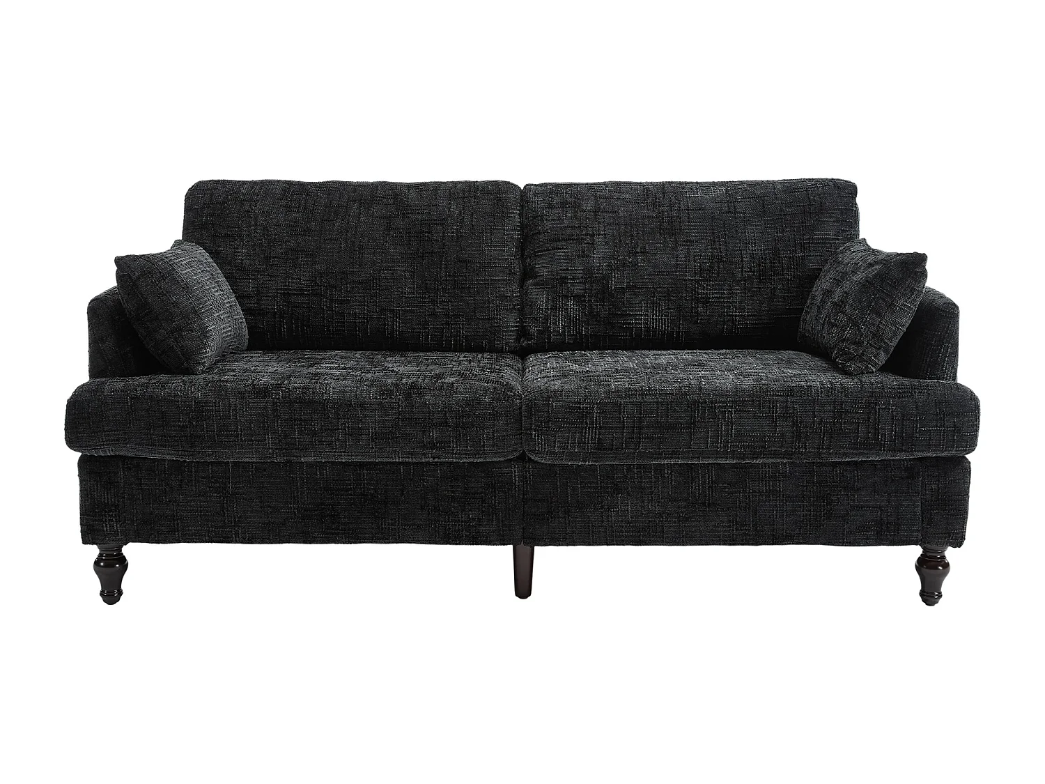 2-Sitzer-Sofa mit LED-Beleuchtung und USB-Anschluss, Holzfüße - Chenille-Stoff schwarz
