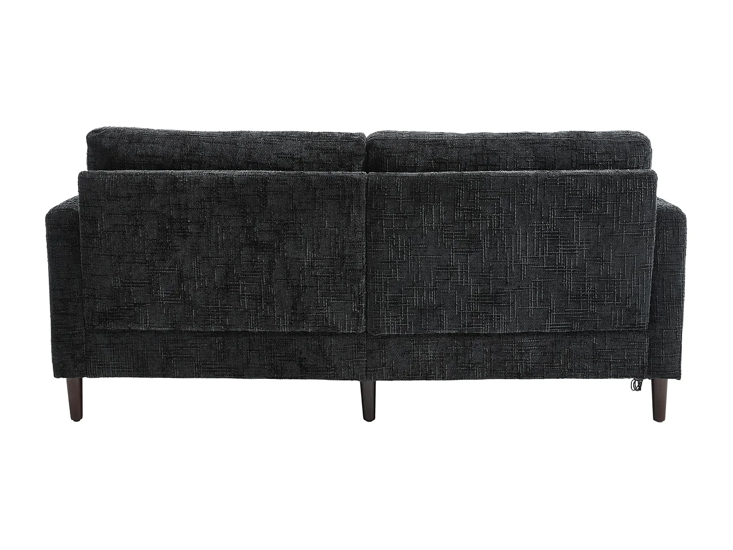 2-Sitzer-Sofa mit LED-Beleuchtung und USB-Anschluss, Holzfüße - Chenille-Stoff schwarz