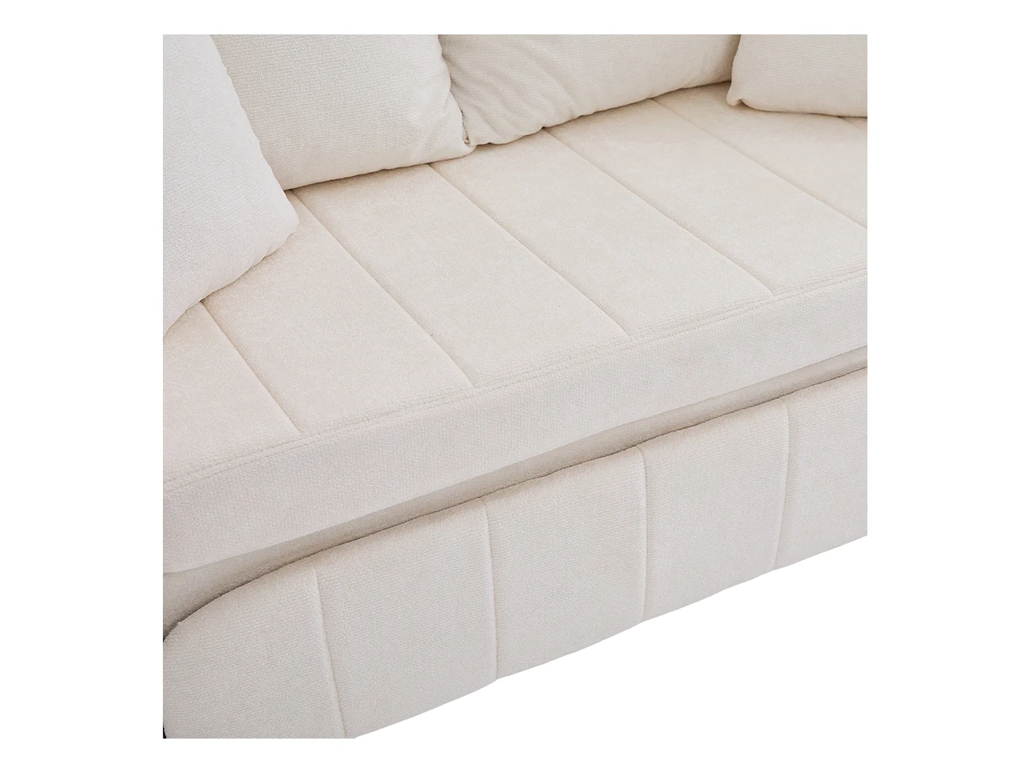Wandelbares Sofa mit Seitentaschen, Getränkehaltern und USB-Ladeanschluss – Beigefarbenes Chenille