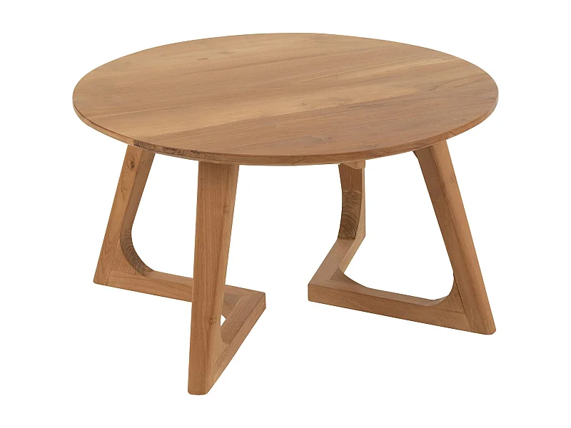 Table basse ronde en bois naturel teck pour salon élégant