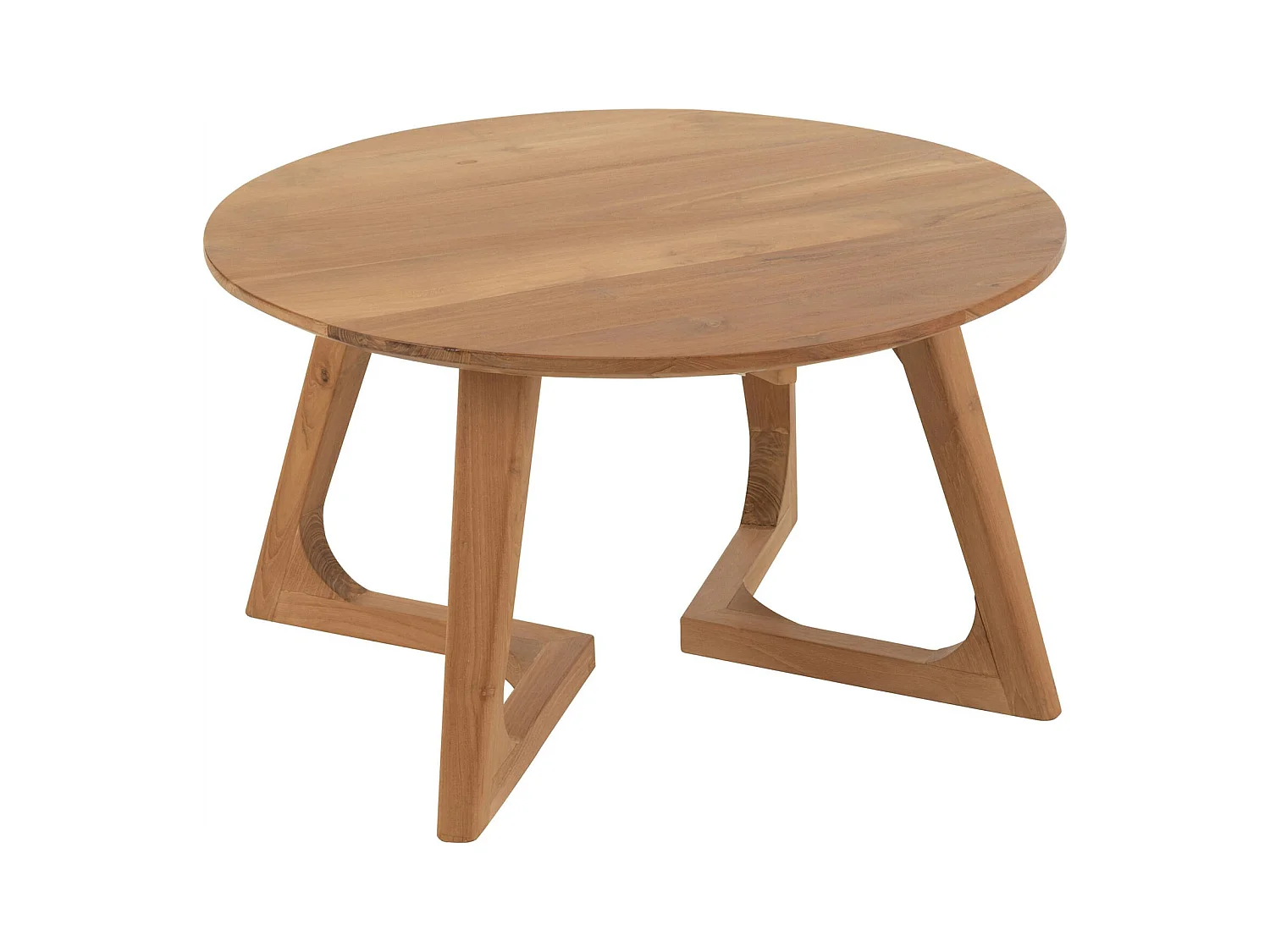 Table basse ronde en bois naturel teck pour salon élégant