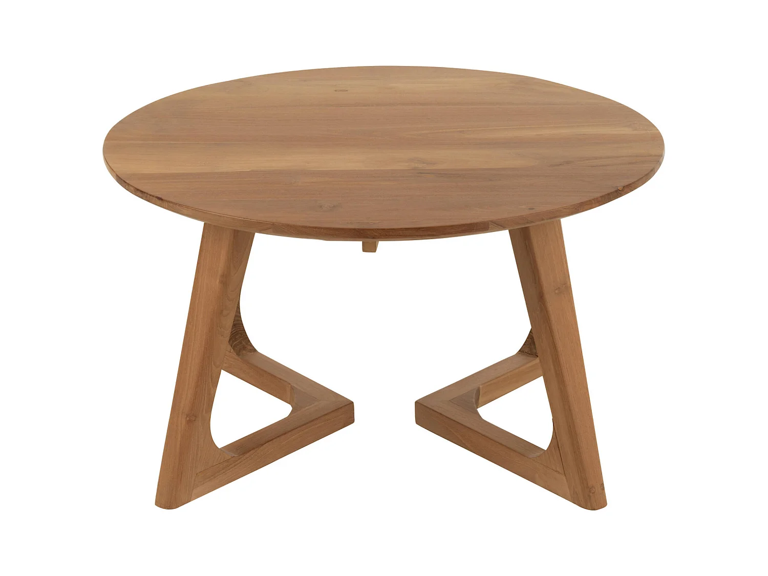 Table basse ronde en bois naturel teck pour salon élégant