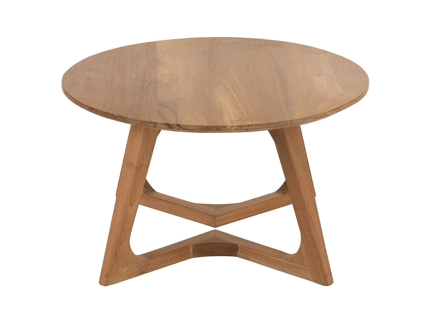 Table basse ronde en bois naturel teck pour salon élégant