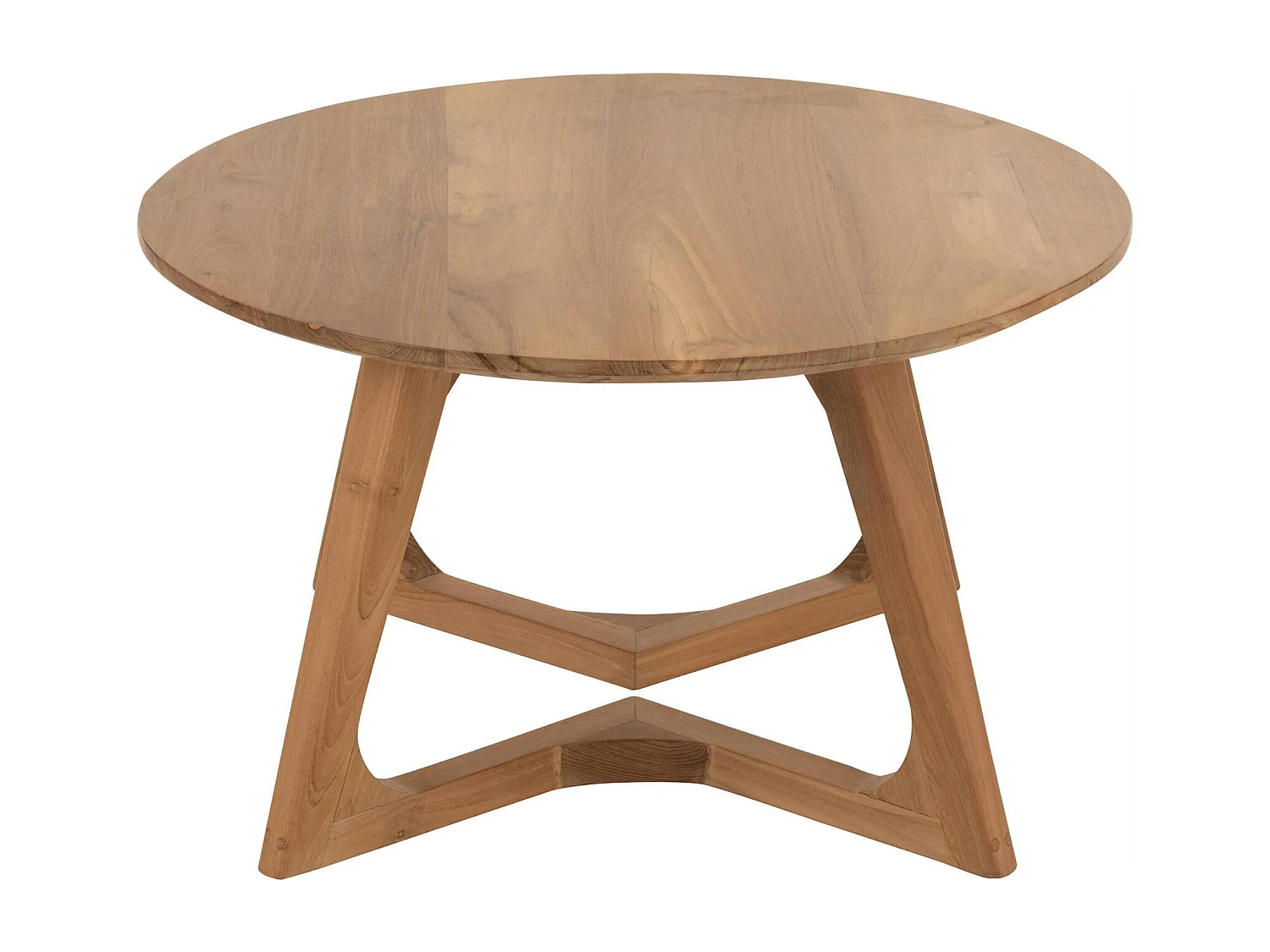 Table basse ronde en bois naturel teck pour salon élégant