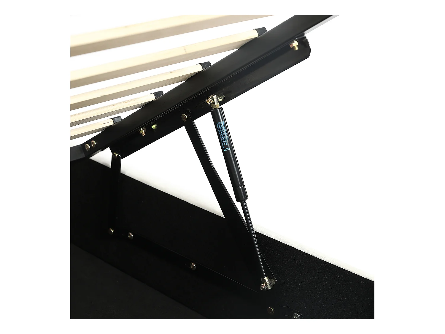 Lit coffre enfant 90x200 cm avec tête de lit rembourrée, panneau gauche, velours beige - sans matelas