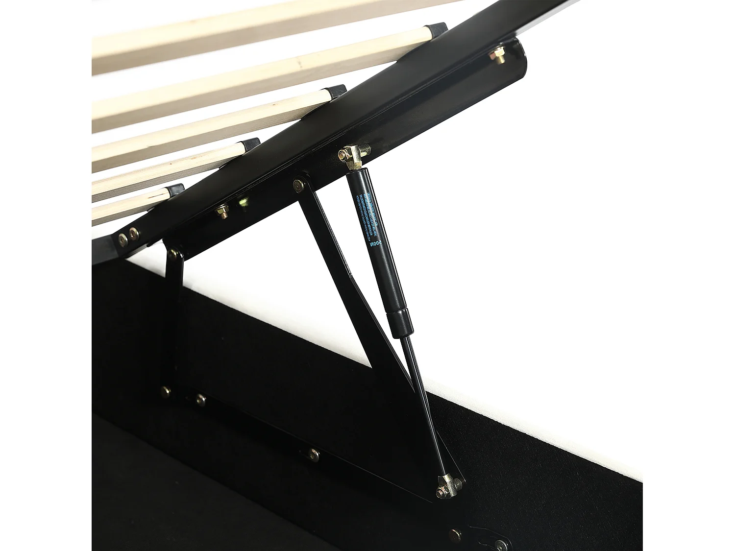 Lit coffre enfant 90x200 cm avec tête de lit rembourrée, panneau gauche, velours beige - sans matelas