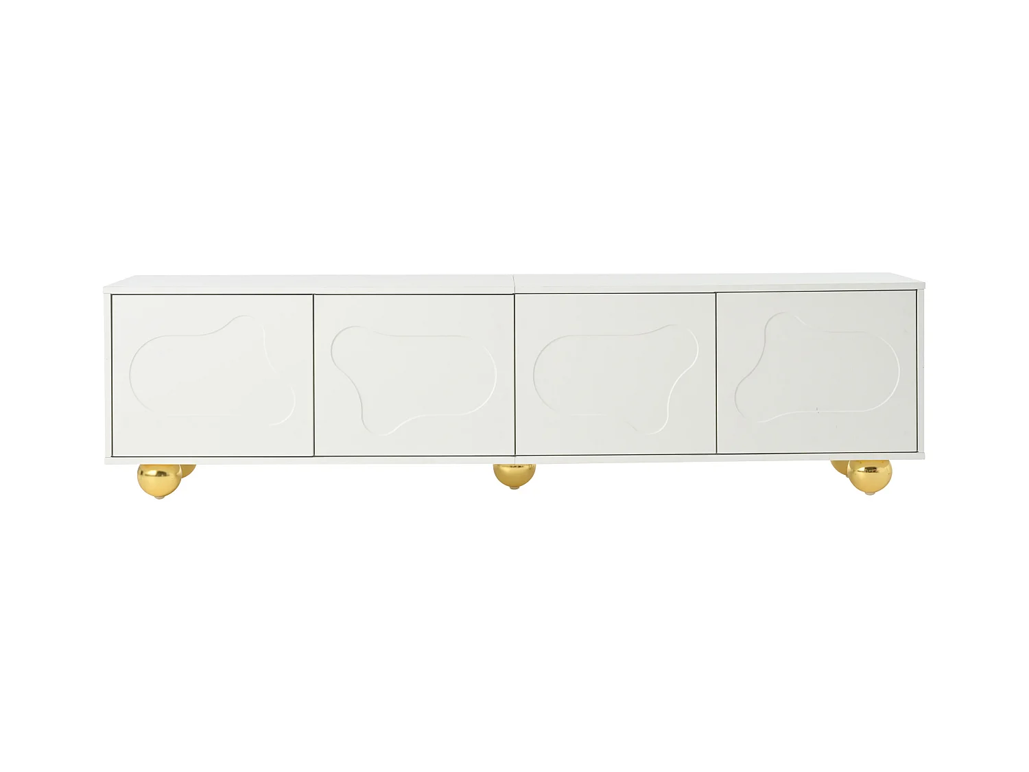 TV-meubel wit 180 cm met 4 deuren met wolkenpatroon en 5 gouden poten - Voor woonkamer