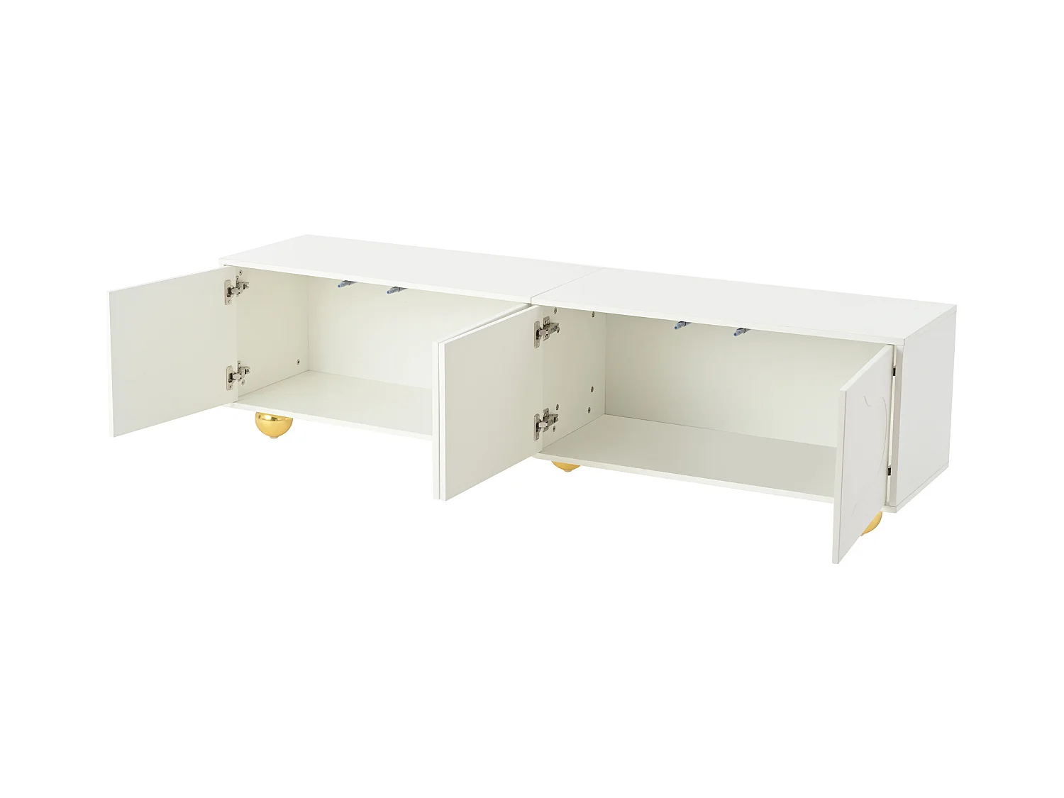 TV-meubel wit 180 cm met 4 deuren met wolkenpatroon en 5 gouden poten - Voor woonkamer