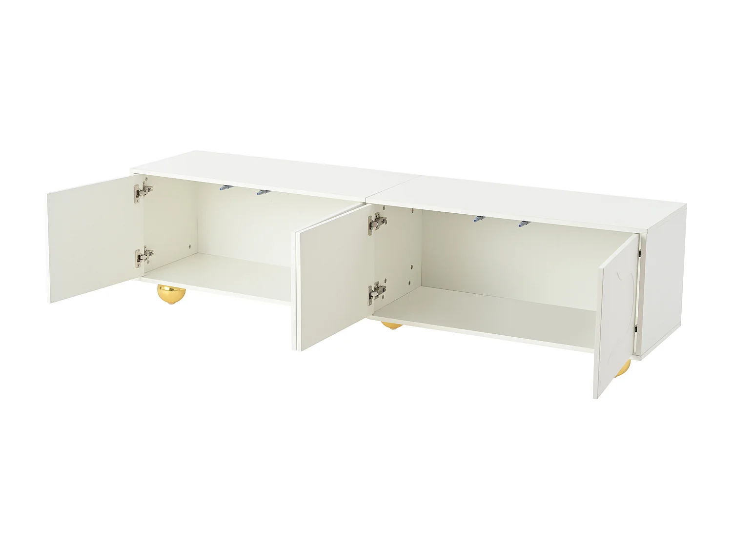 TV-meubel wit 180 cm met 4 deuren met wolkenpatroon en 5 gouden poten - Voor woonkamer