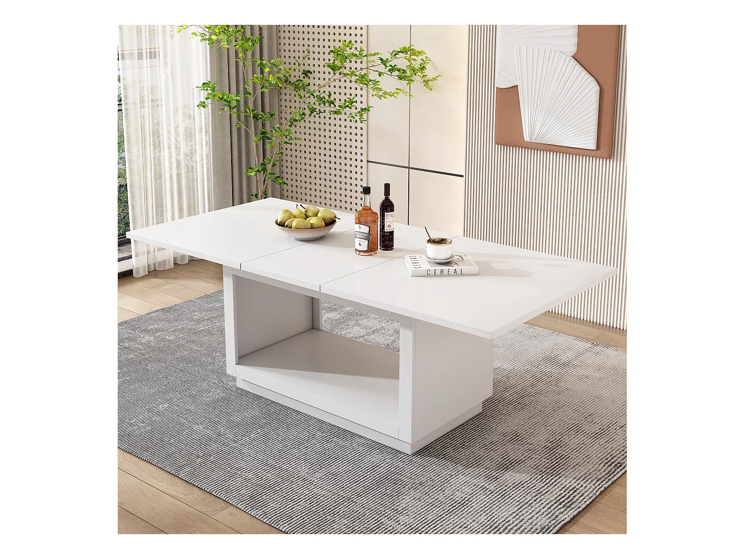 Table à manger rectangulaire extensible 140/180 x 70 cm, blanche – Pour 4 à 6 personnes