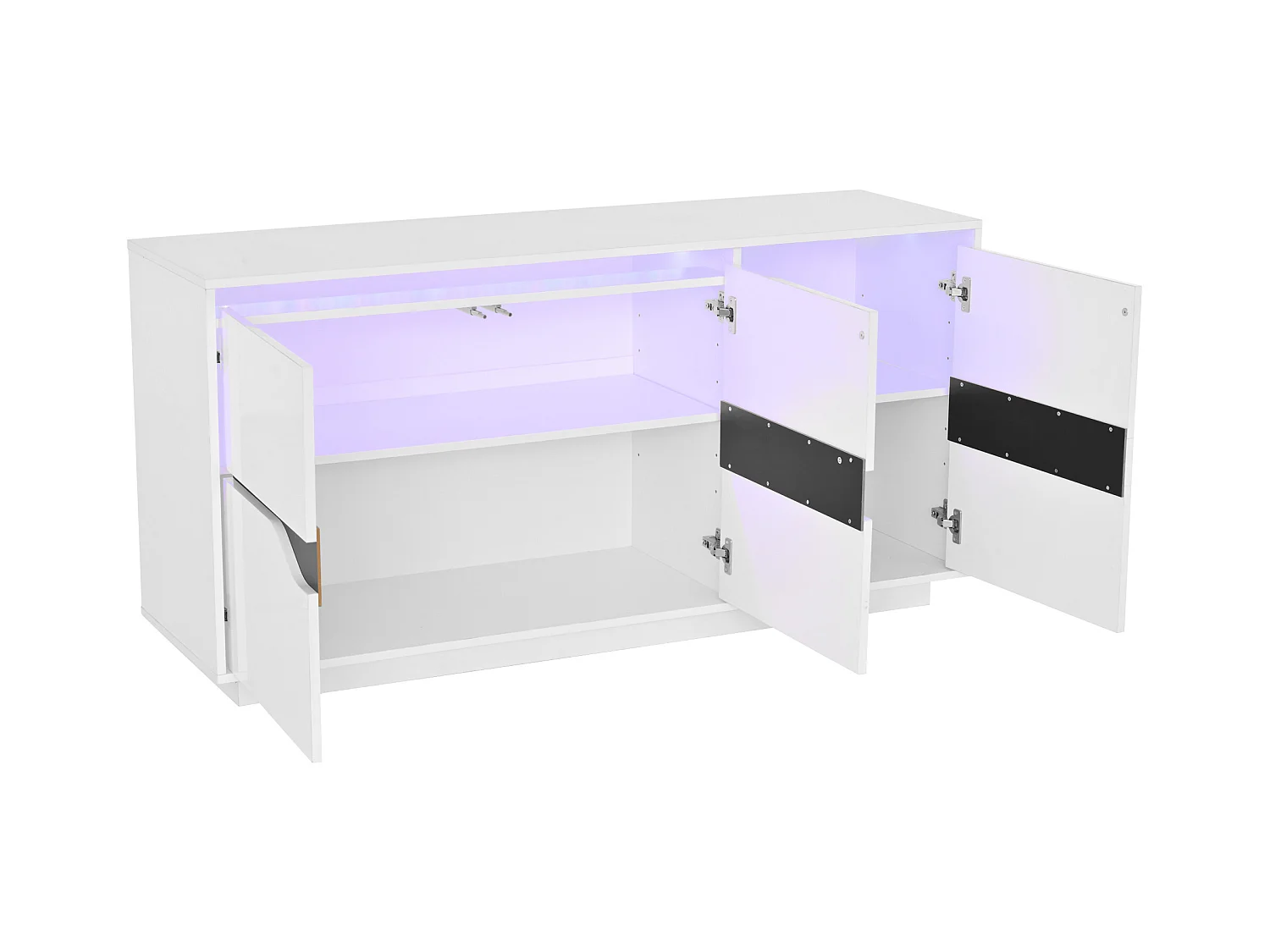 LED-Sideboard mit 3 Türen und verstellbaren Einlegeböden – Weiß und Schwarz