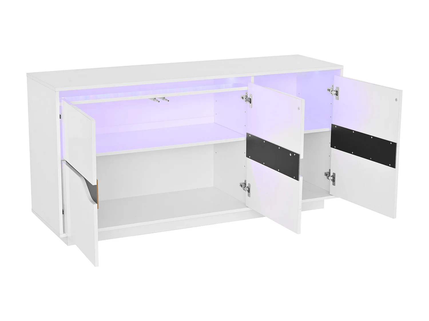 Credenza LED con 3 ante e ripiani regolabili – Bianco e nero