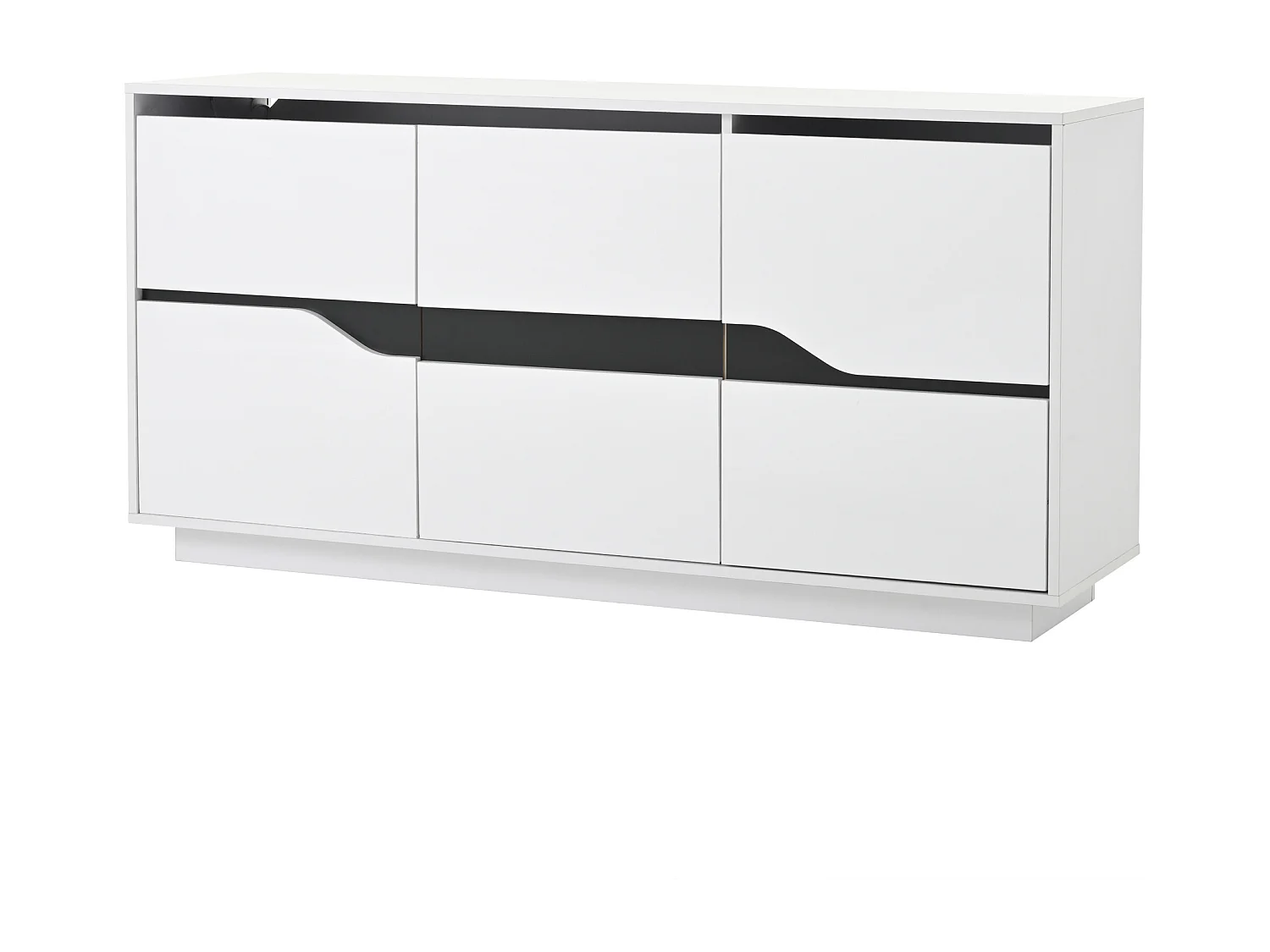 Credenza LED con 3 ante e ripiani regolabili – Bianco e nero