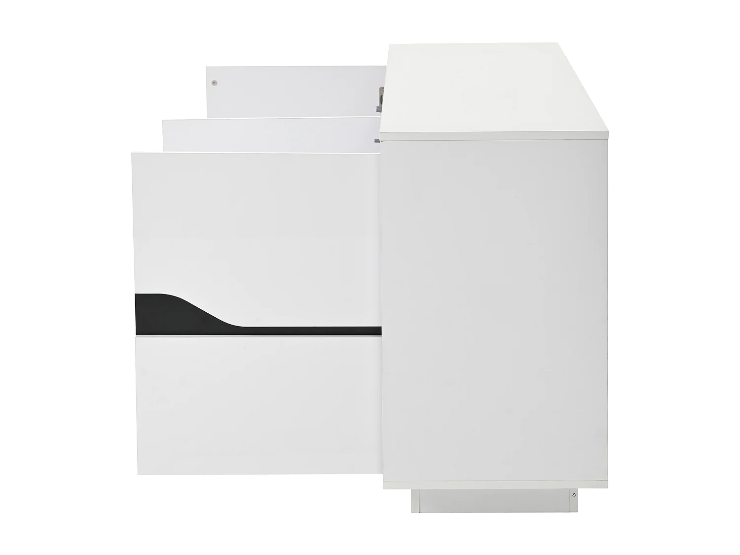 Credenza LED con 3 ante e ripiani regolabili – Bianco e nero