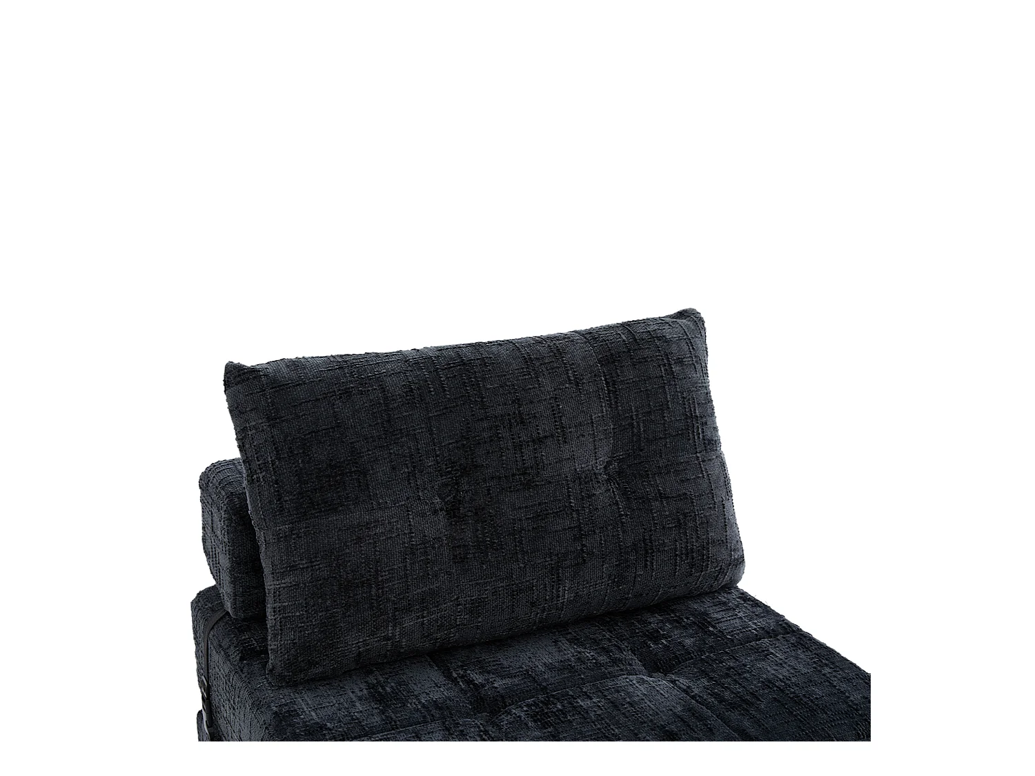 Canapé convertible avec coussins lombaires et appui-tête, chenille noire - pour salon et chambre