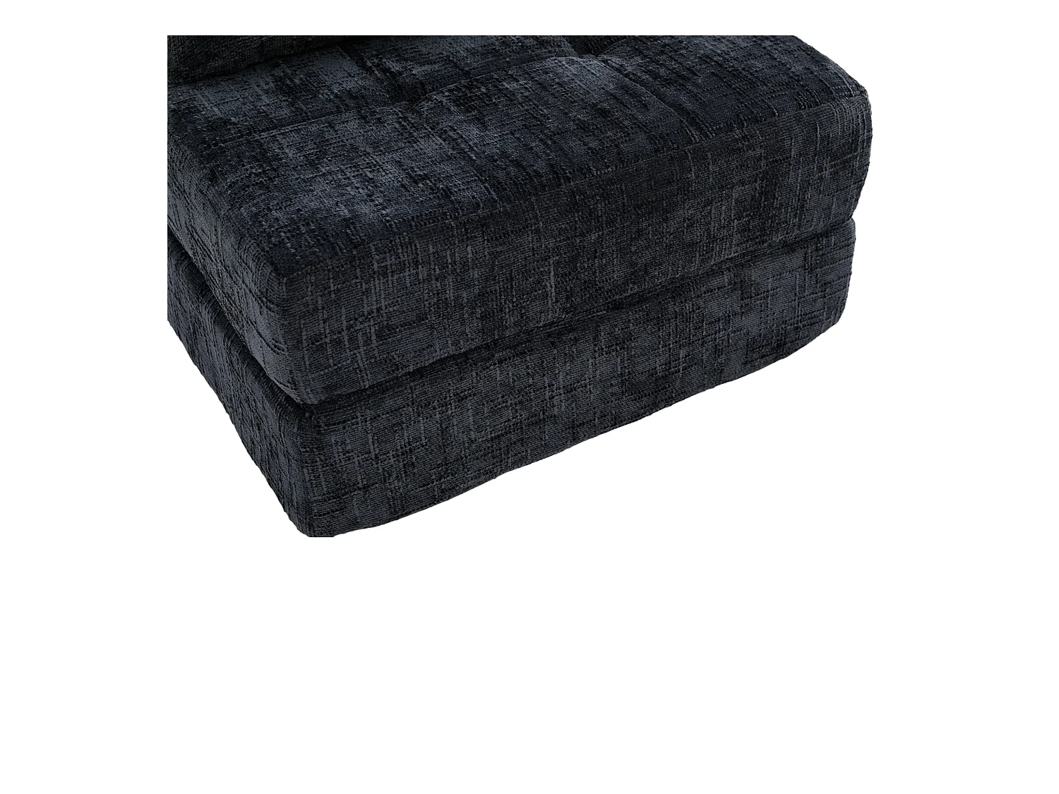 Canapé convertible avec coussins lombaires et appui-tête, chenille noire - pour salon et chambre
