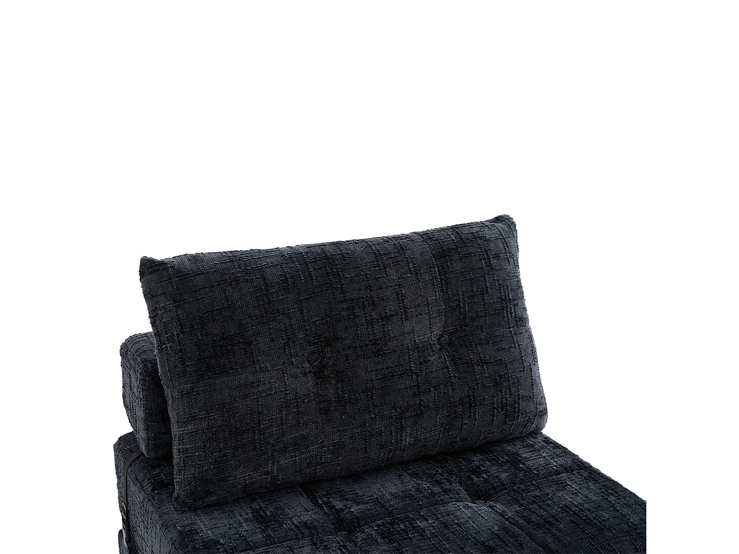 Canapé convertible avec coussins lombaires et appui-tête, chenille noire - pour salon et chambre