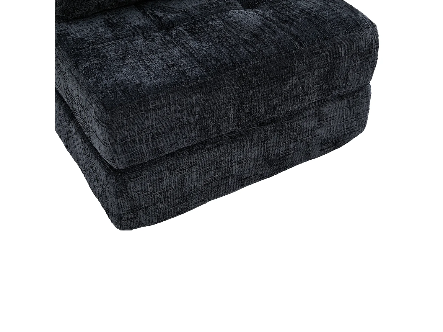 Canapé convertible avec coussins lombaires et appui-tête, chenille noire - pour salon et chambre