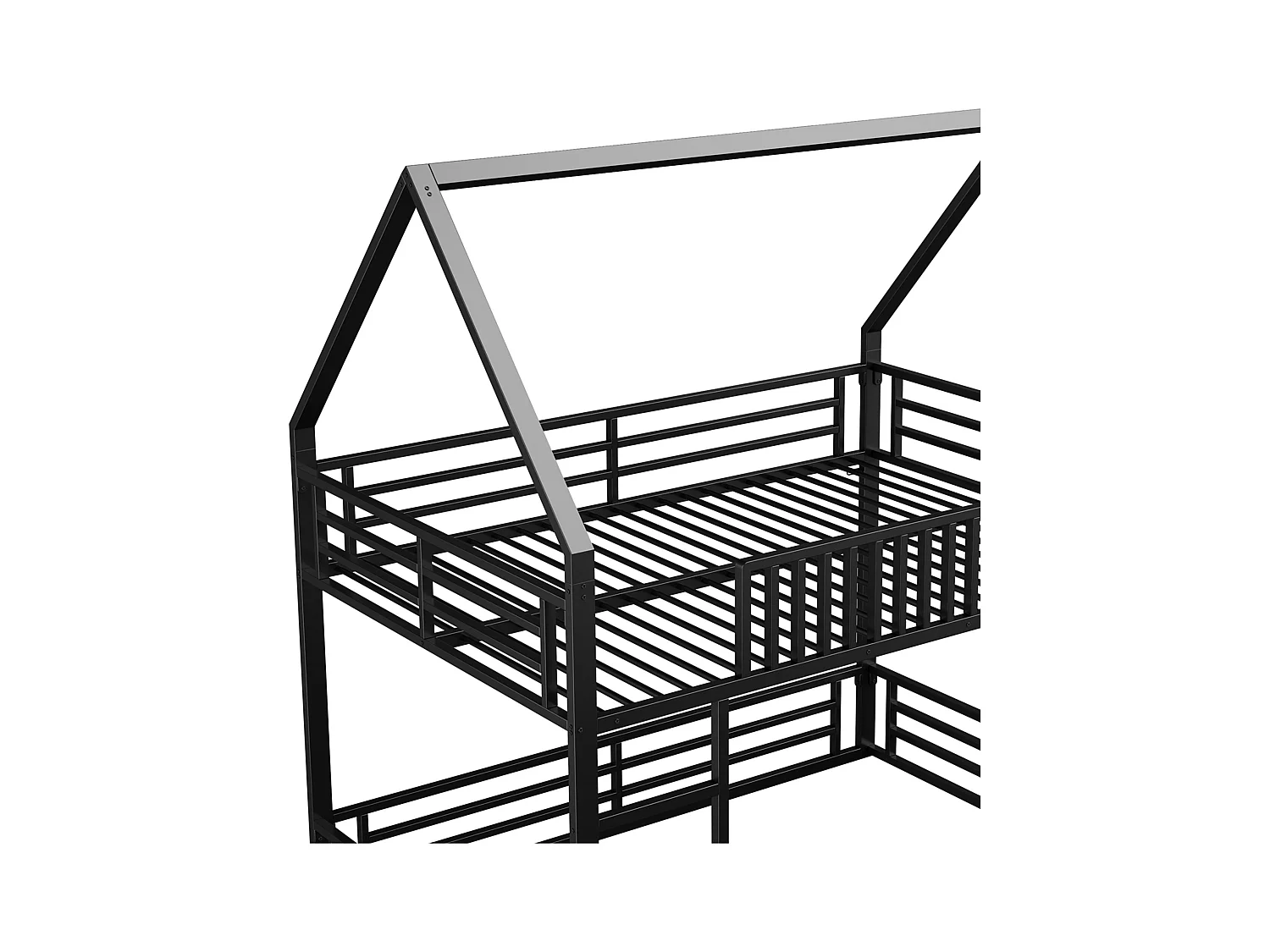 Lit superposé enfant 140x200 cm avec barrières de sécurité et éclairage LED, noir - sans matelas