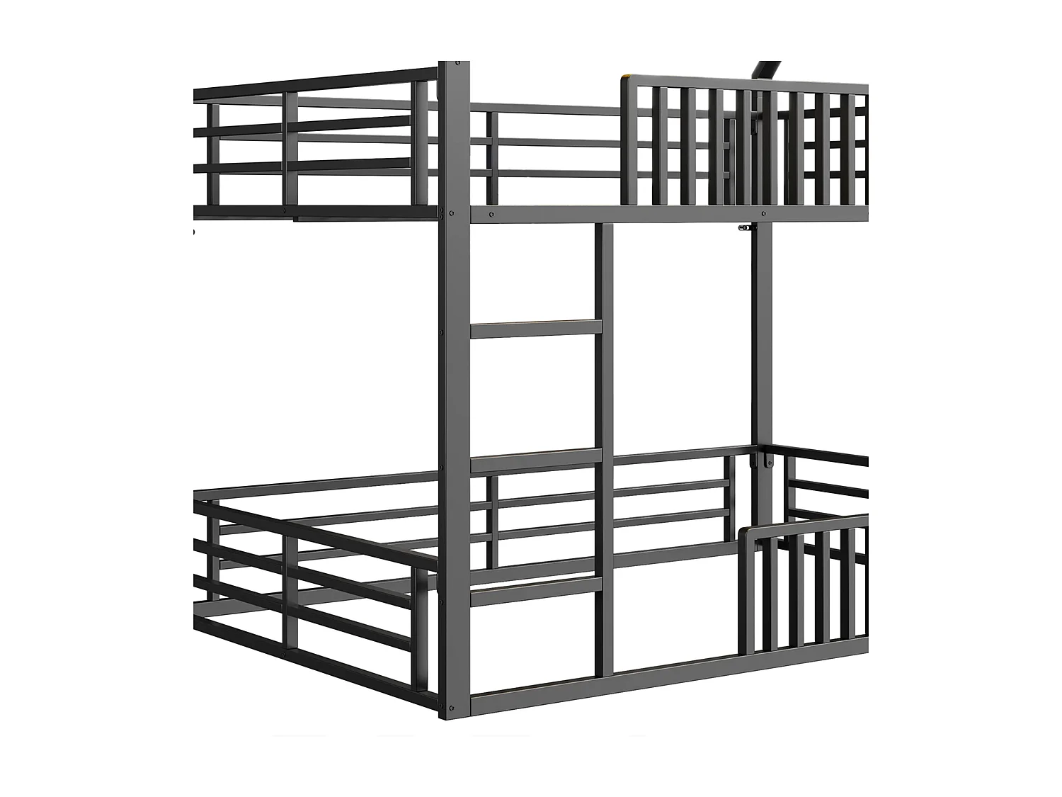 Lit superposé enfant 140x200 cm avec barrières de sécurité et éclairage LED, noir - sans matelas