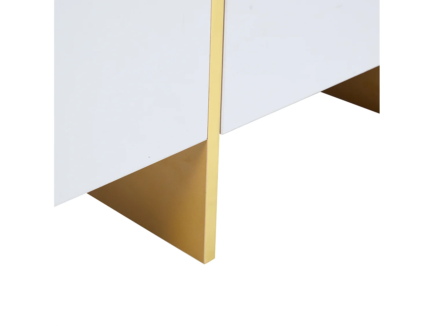 Mesa de centro rectangular blanca y dorada con 4 cajones de almacenamiento – para salón