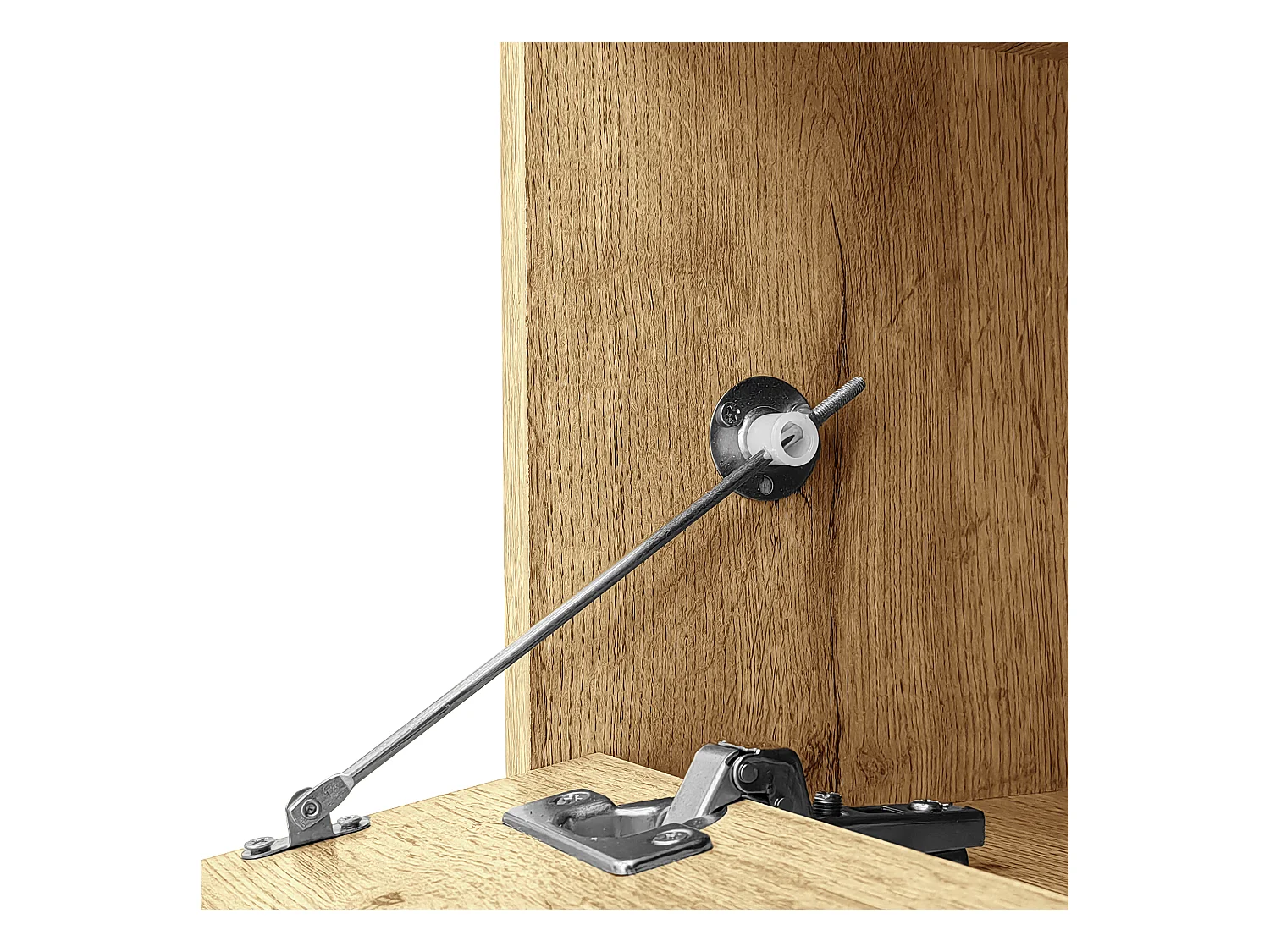 Meuble TV 200 cm avec 3 portes et 3 compartiments ouverts, couleur naturelle - pour salon