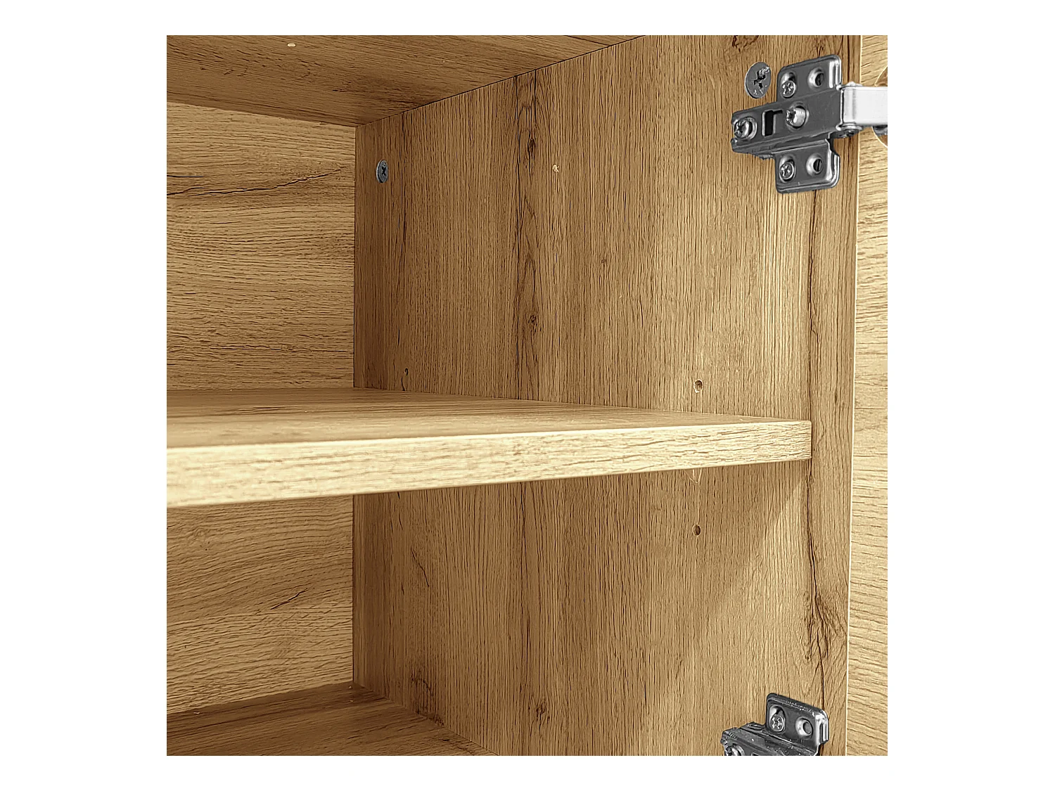 Mueble de TV de 200 cm con 3 puertas y 3 compartimentos abiertos, color natural - para salón