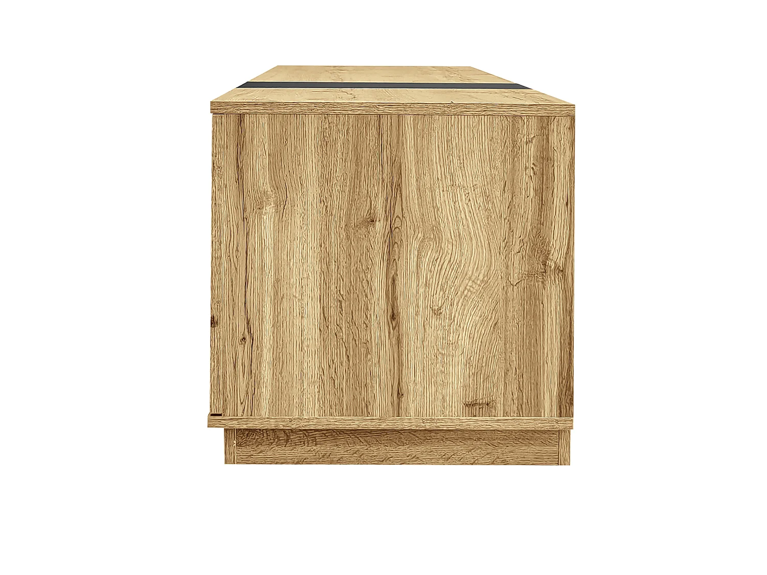 Mueble de TV de 200 cm con 3 puertas y 3 compartimentos abiertos, color natural - para salón