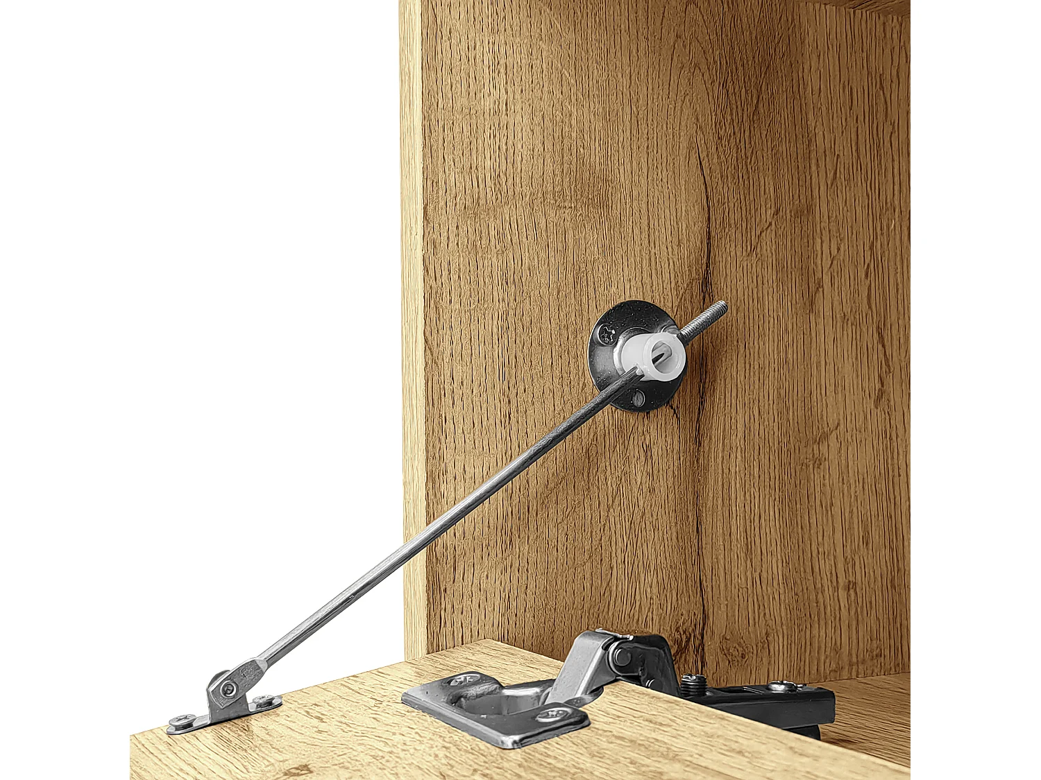 Mueble de TV de 200 cm con 3 puertas y 3 compartimentos abiertos, color natural - para salón