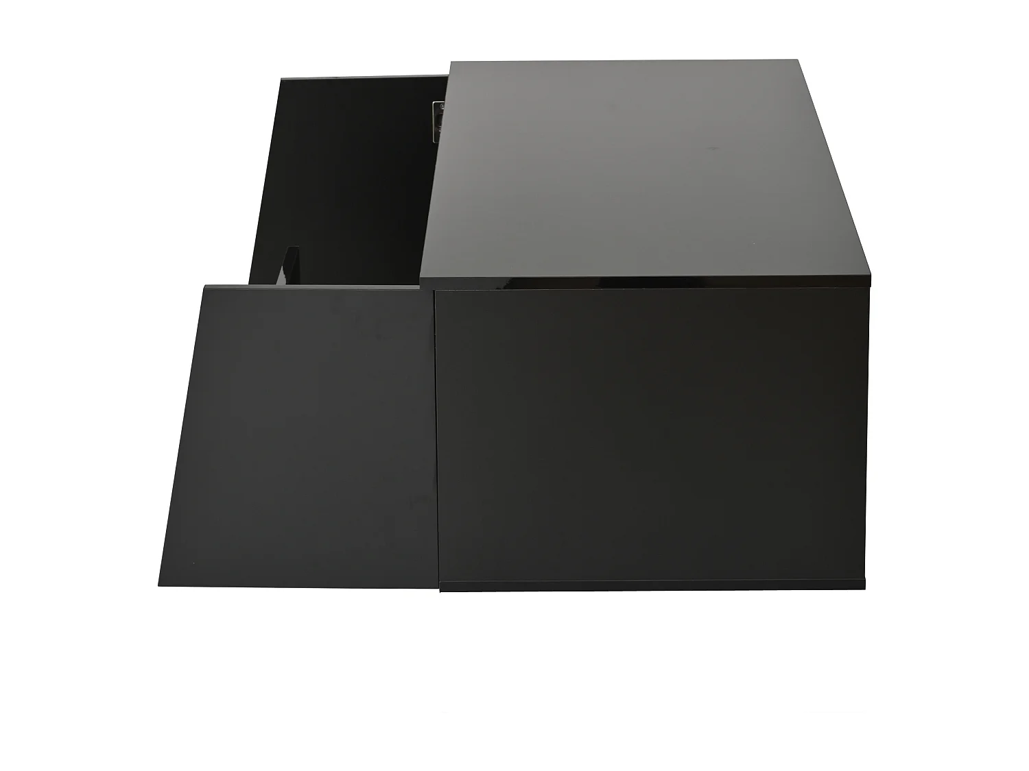 Table basse noire brillante avec 2 portes et 1 tiroir, éclairage LED - pour salon