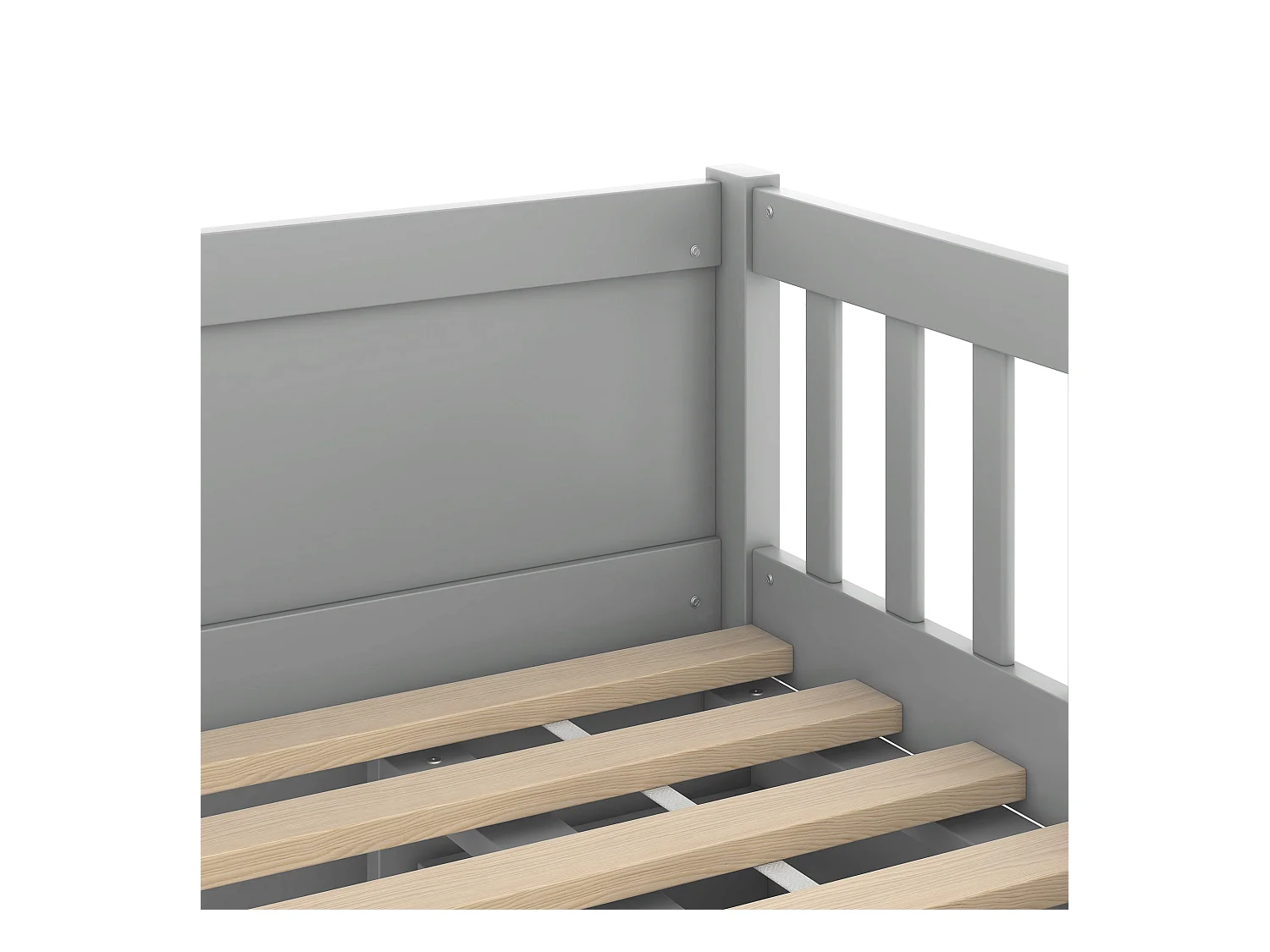 Kinderbed 90x200 cm met 4 opberglades en veiligheidshekken, grijs - zonder matras