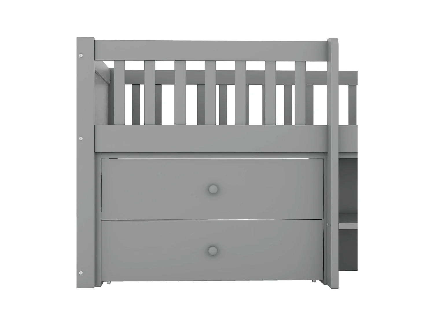 Kinderbed 90x200 cm met 4 opberglades en veiligheidshekken, grijs - zonder matras