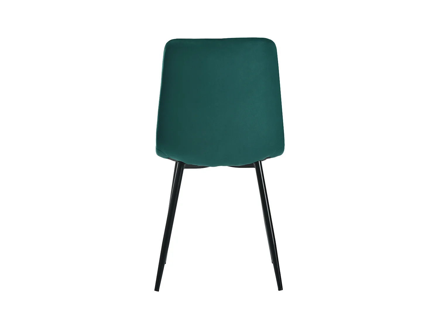 Lot de 4 chaises de salle à manger en velours vert foncé avec dossier rembourré, pieds en métal noir