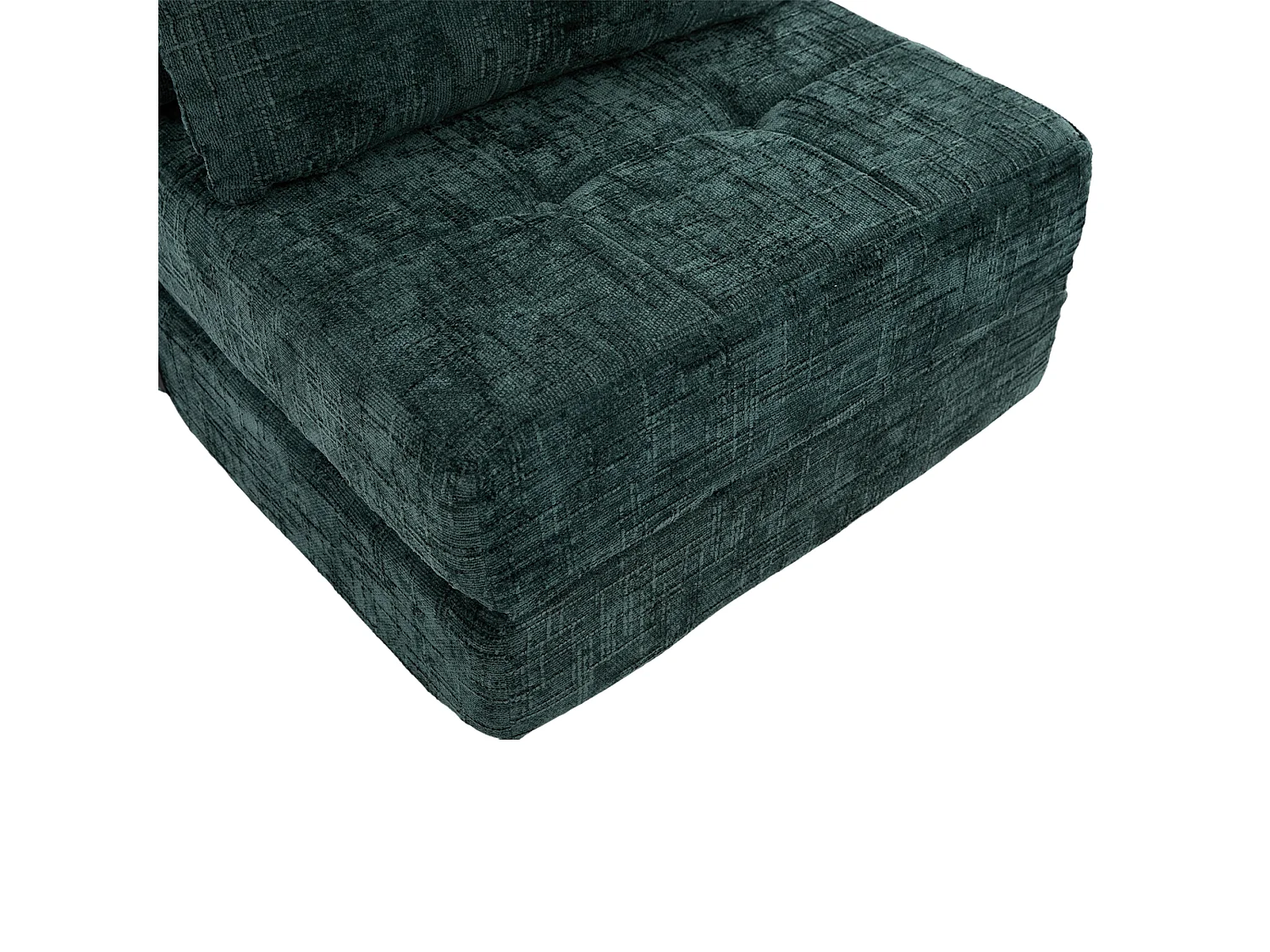 Canapé convertible avec coussins lombaires et appui-tête, chenille vert foncé - pour salon et chambre