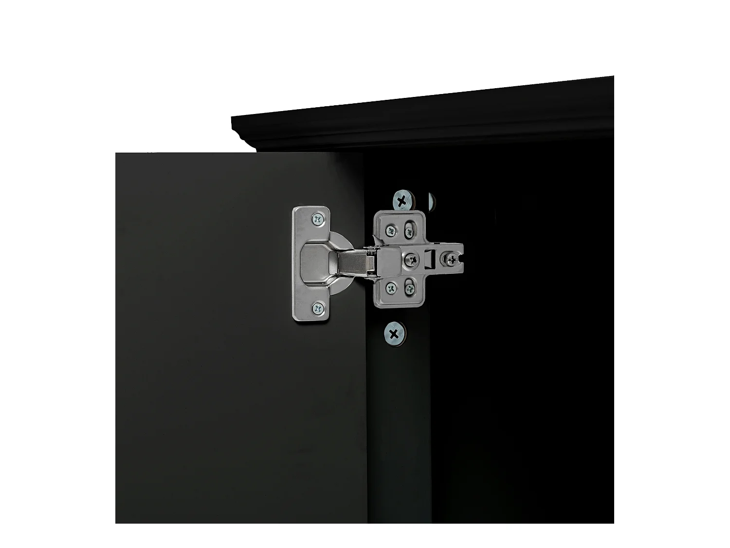 Meuble TV noir avec 2 portes et 1 tiroir de rangement, compartiments ouverts - pour salon