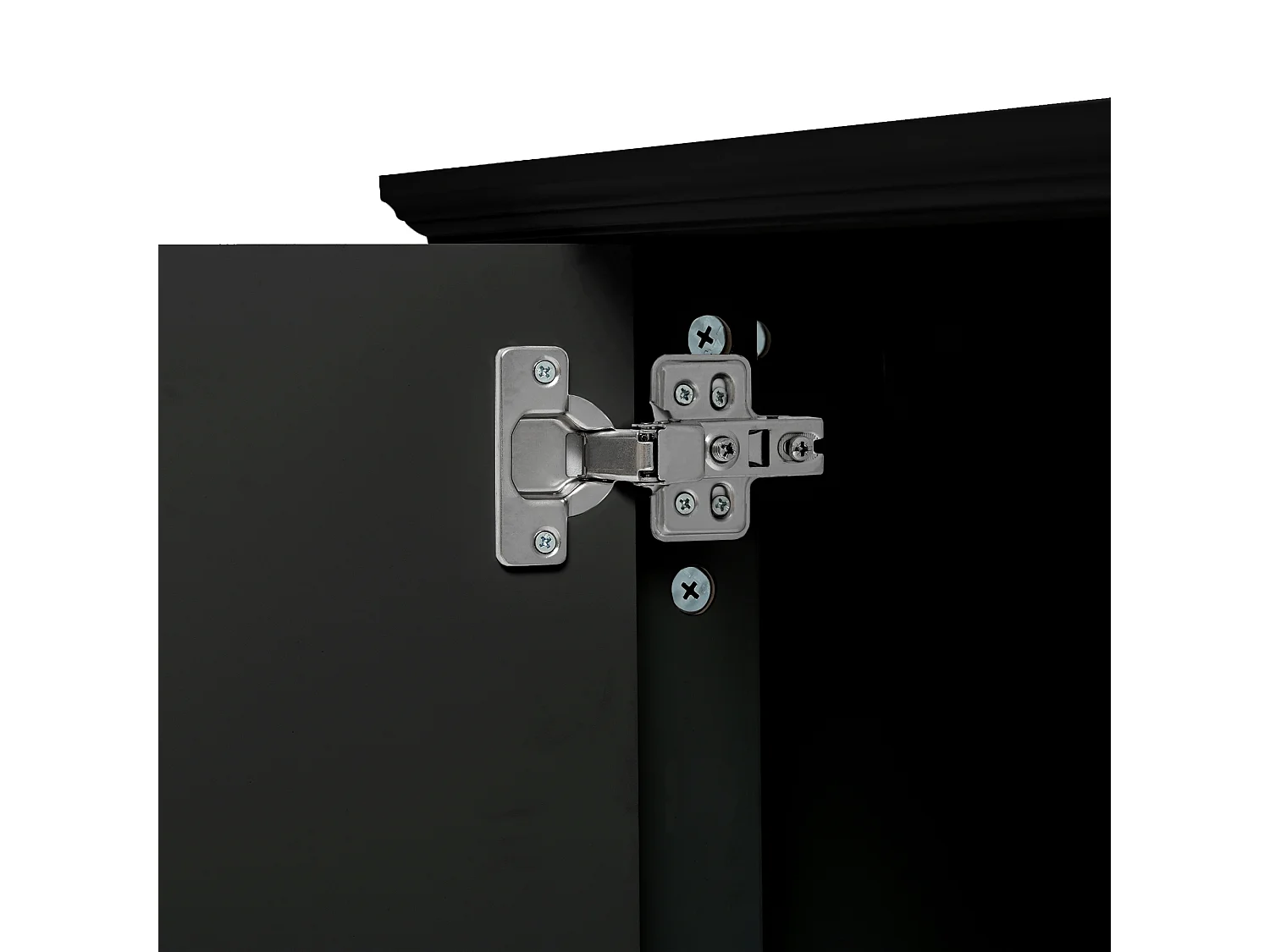 Meuble TV noir avec 2 portes et 1 tiroir de rangement, compartiments ouverts - pour salon