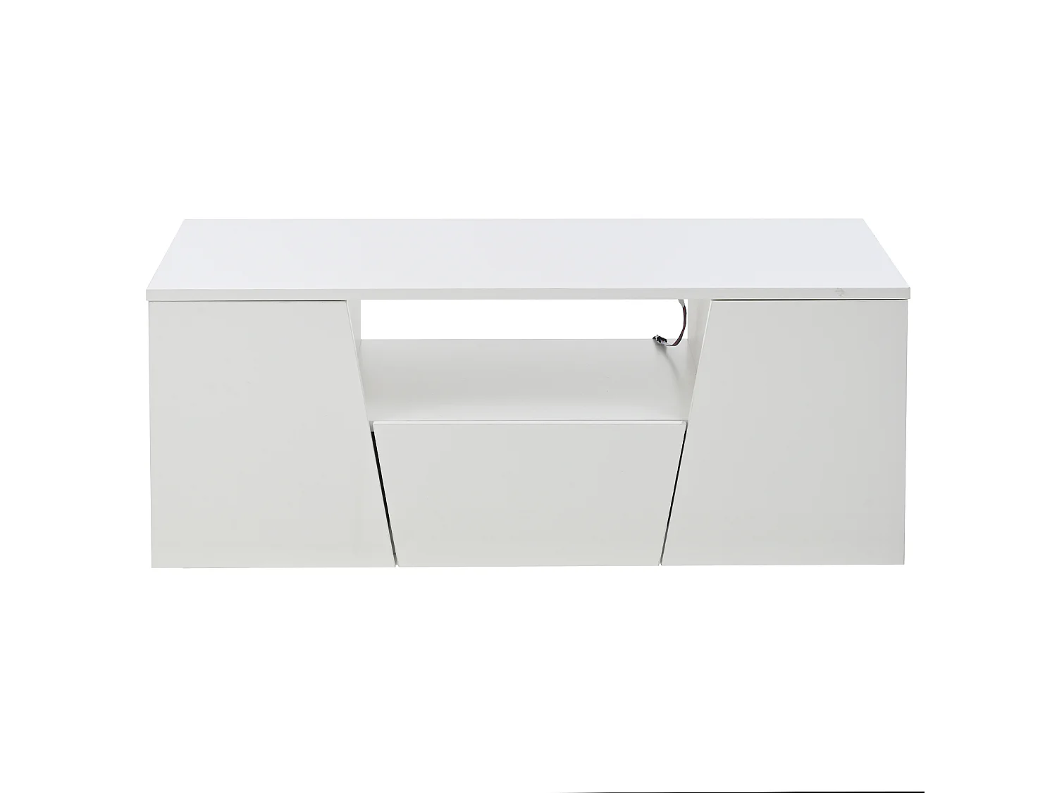 Witte hoogglans salontafel met 2 deuren, 1 lade en LED-verlichting – Voor woonkamer