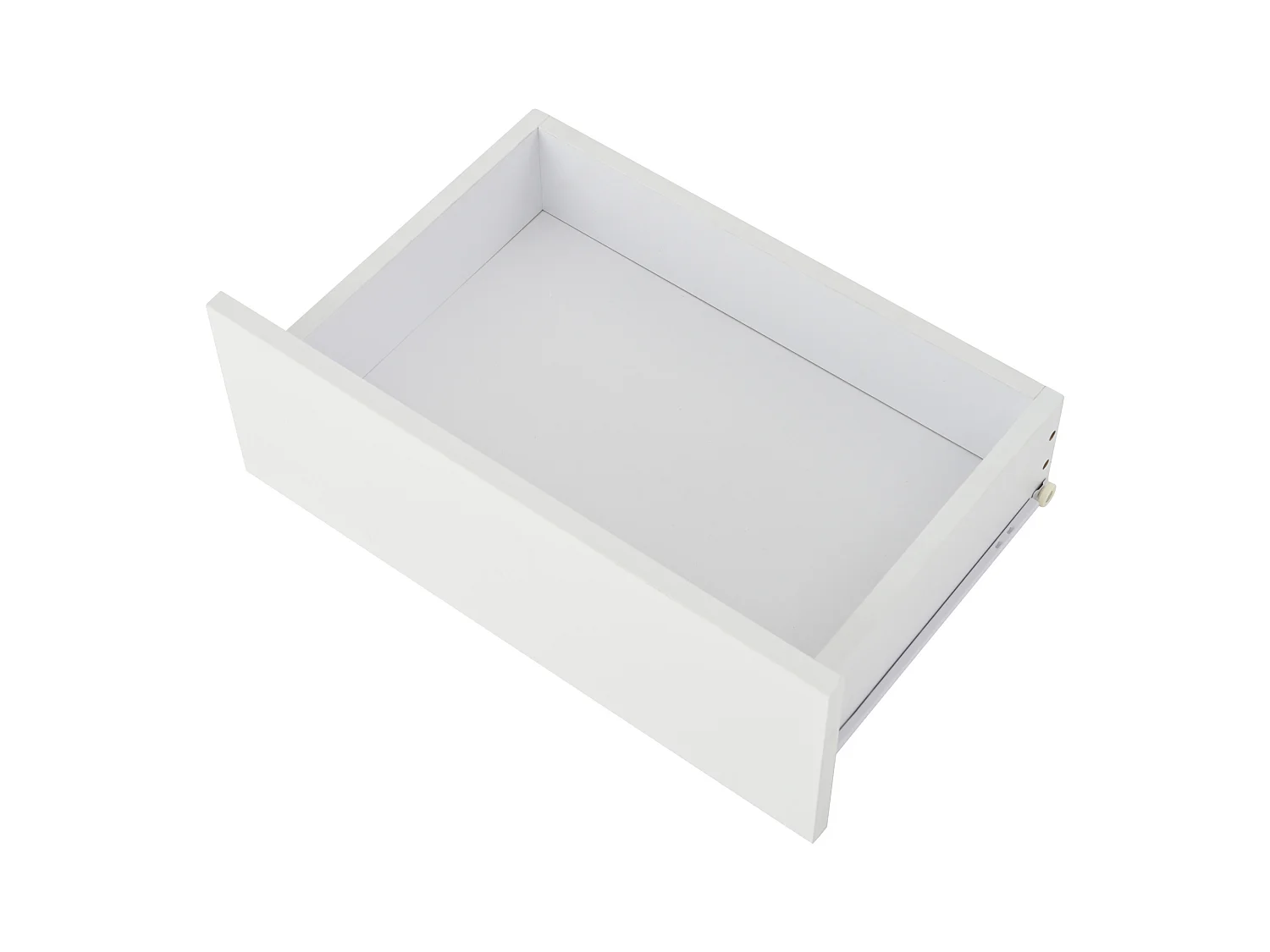 Weißer Couchtisch mit LED-Beleuchtung, 2 Schubladen und Glasplatte