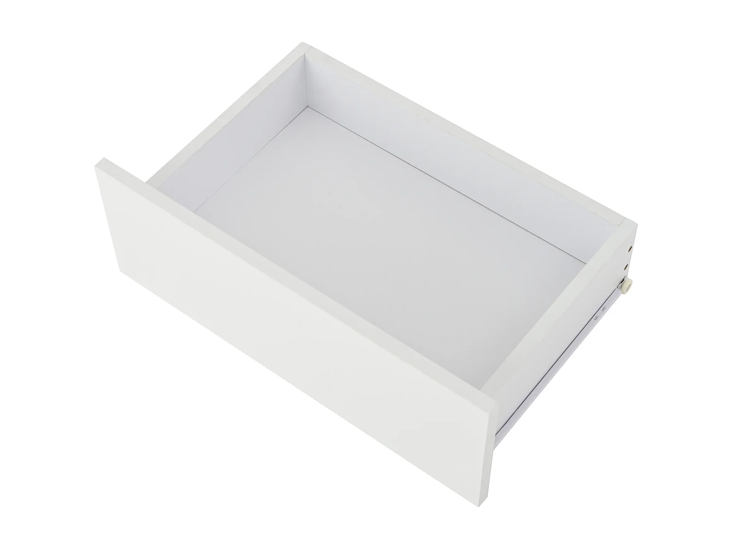 Tavolino da salotto bianco con illuminazione LED, 2 cassetti e piano in vetro