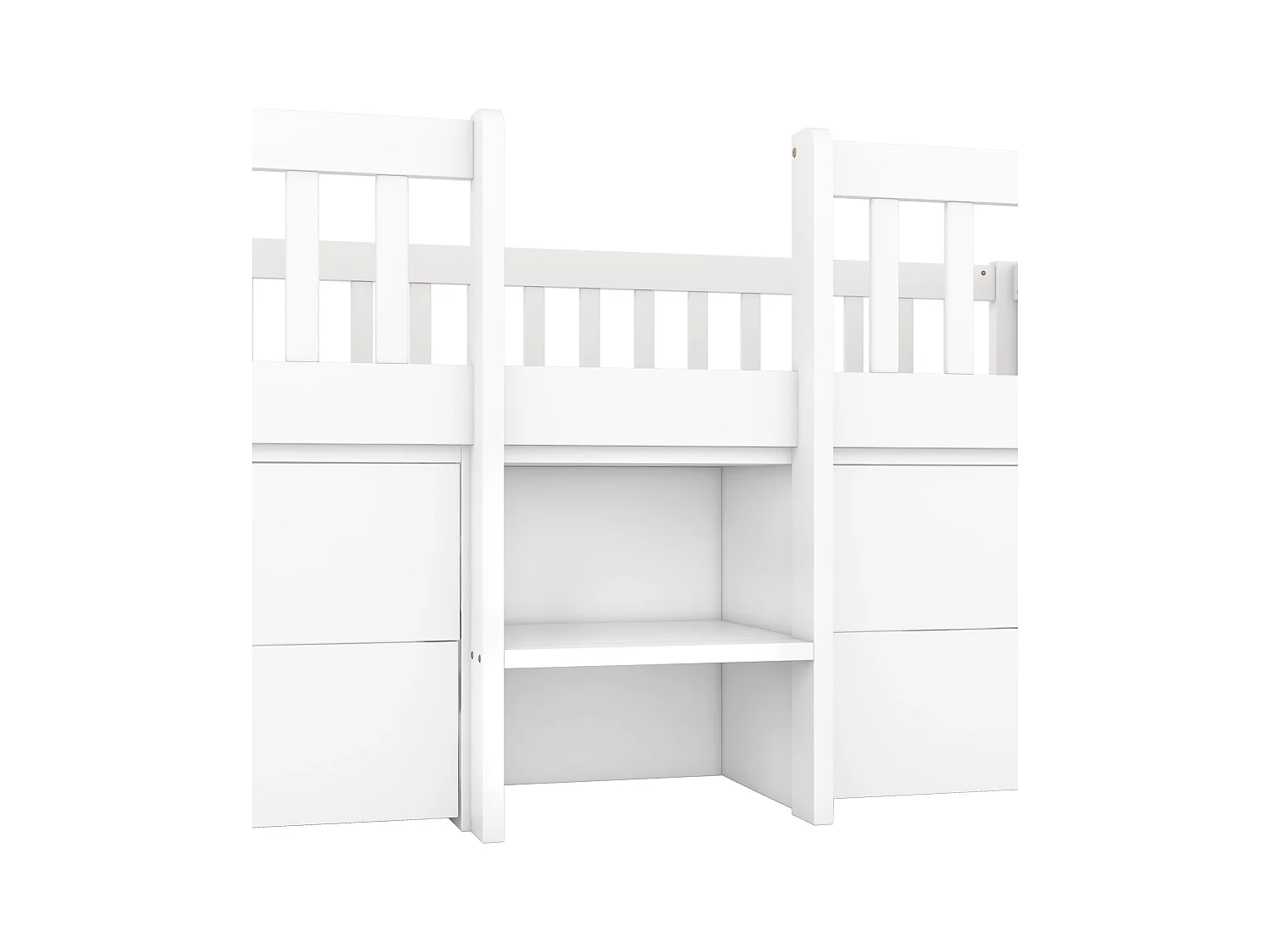 Lit enfant 90x200 cm avec 4 tiroirs de rangement et barrières de sécurité, blanc - sans matelas