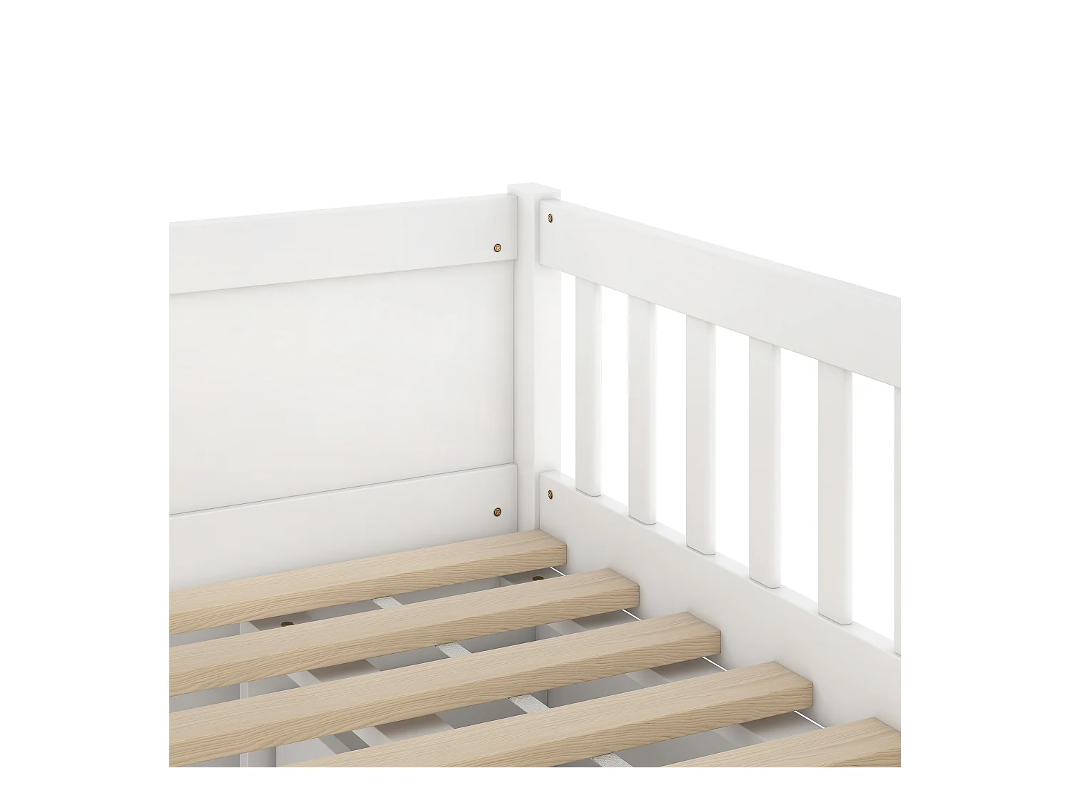 Kinderbed 90x200 cm met 4 opberglades en veiligheidshekken, wit - zonder matras