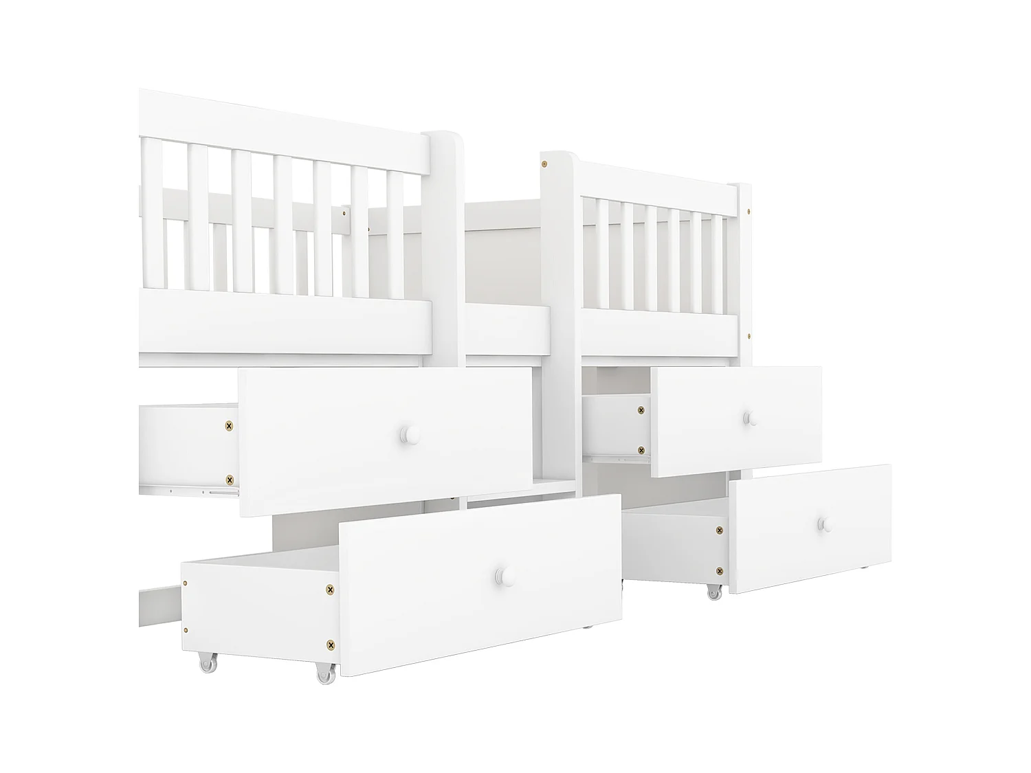 Kinderbed 90x200 cm met 4 opberglades en veiligheidshekken, wit - zonder matras