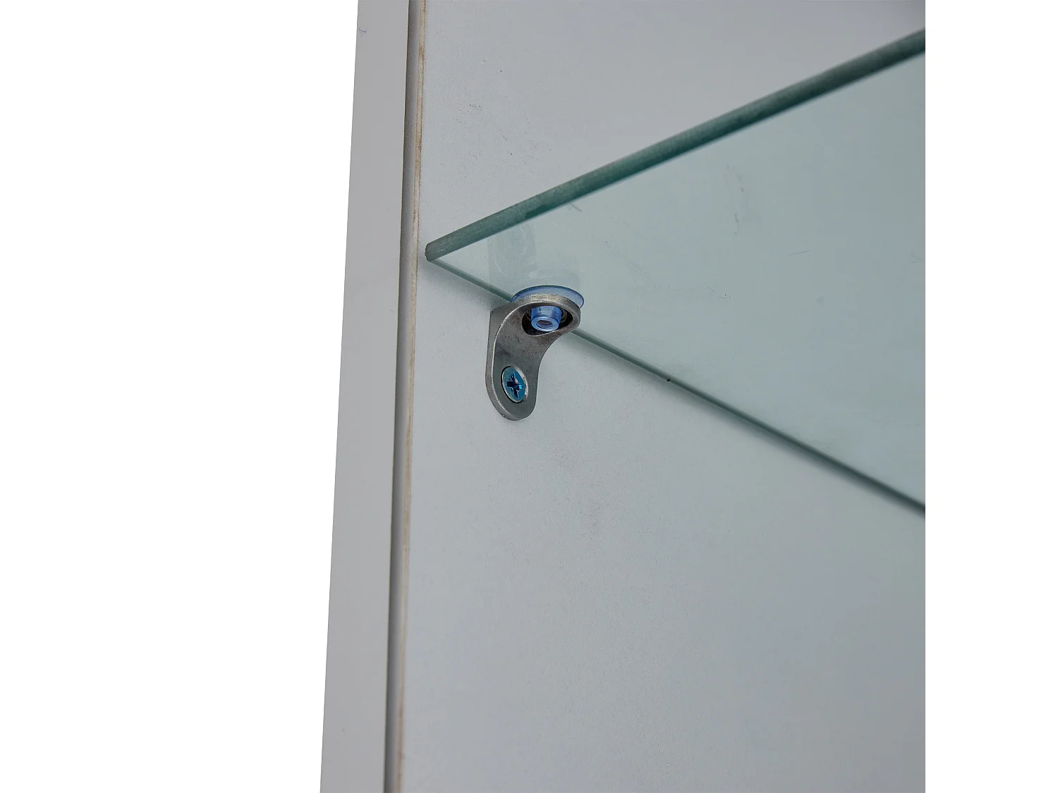 LED-Sideboard mit 3 Türen und 1 Glasablage – Weiß und naturholzfarben