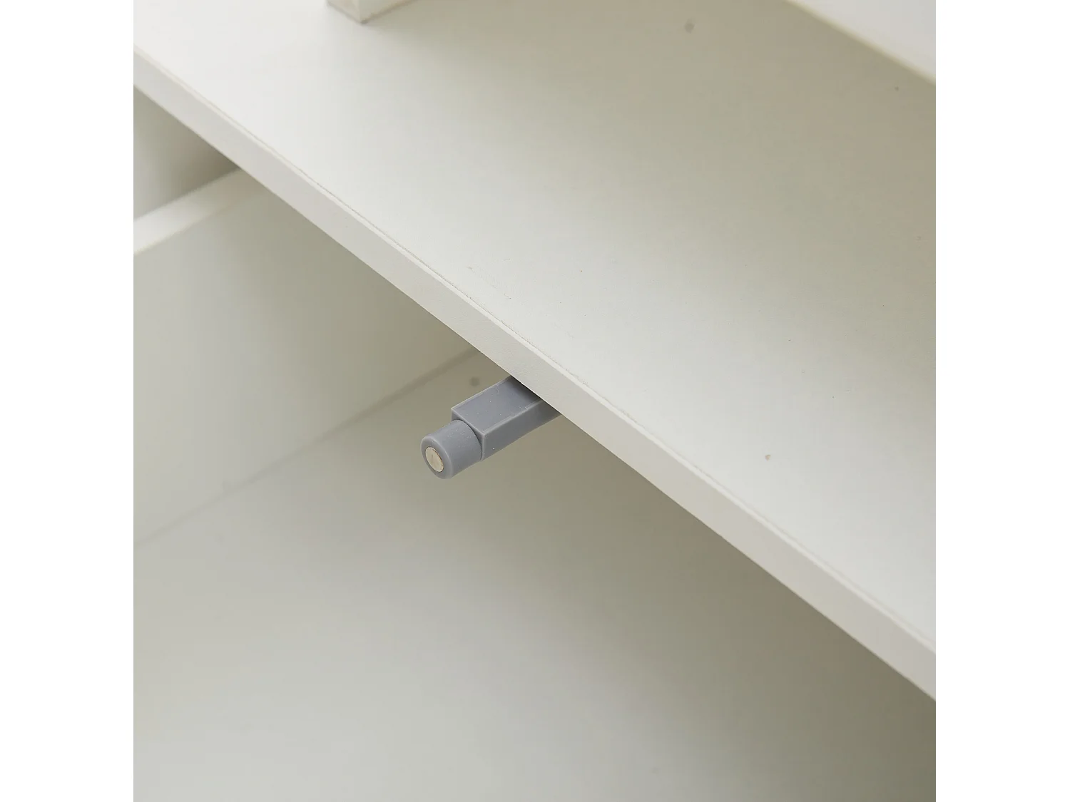 Mesa de centro blanca con 2 cajones de almacenamiento y estantes, iluminación LED – para salón