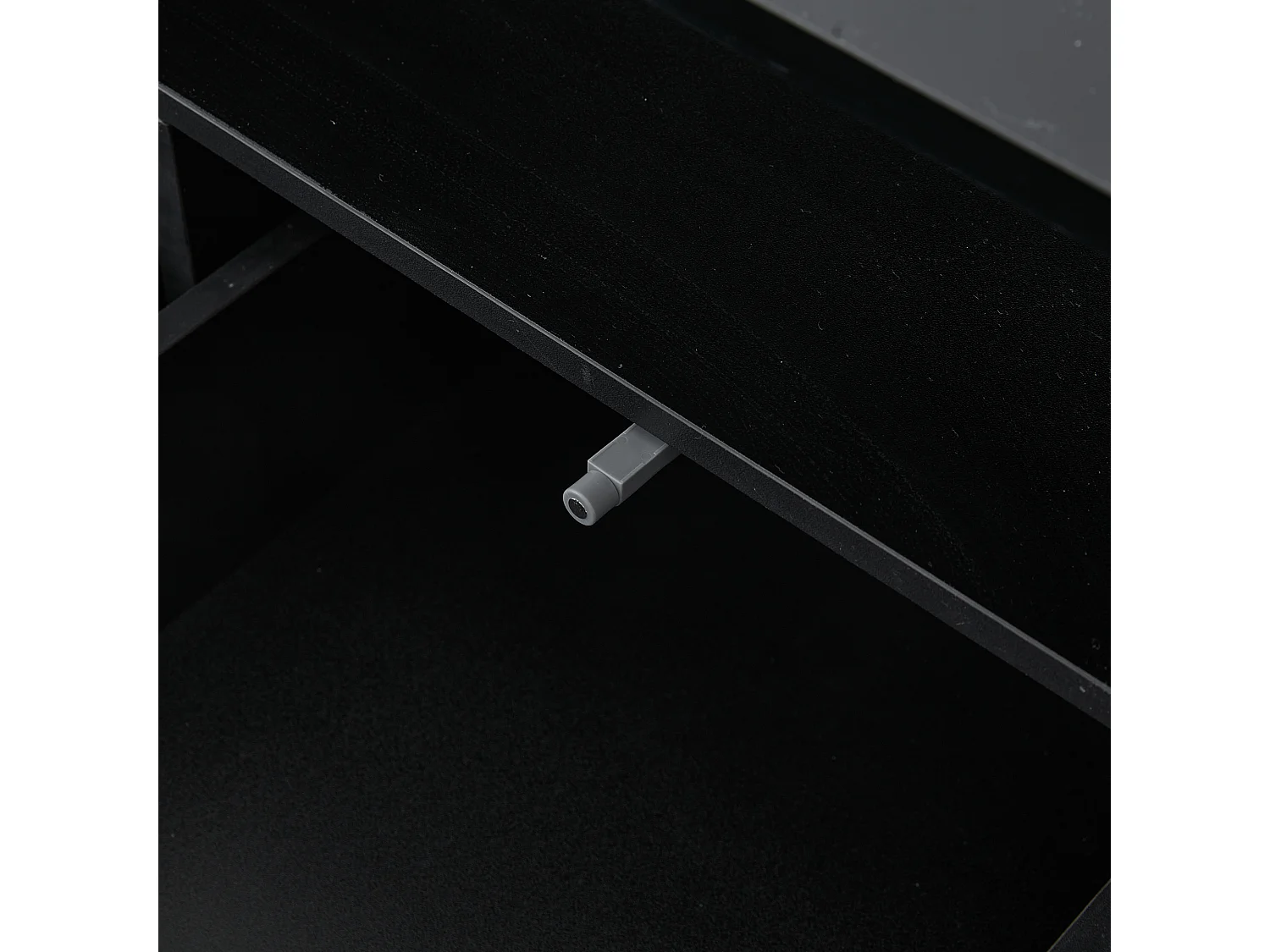 Table basse noire avec 2 tiroirs de rangement et étagères, éclairage LED – pour salon