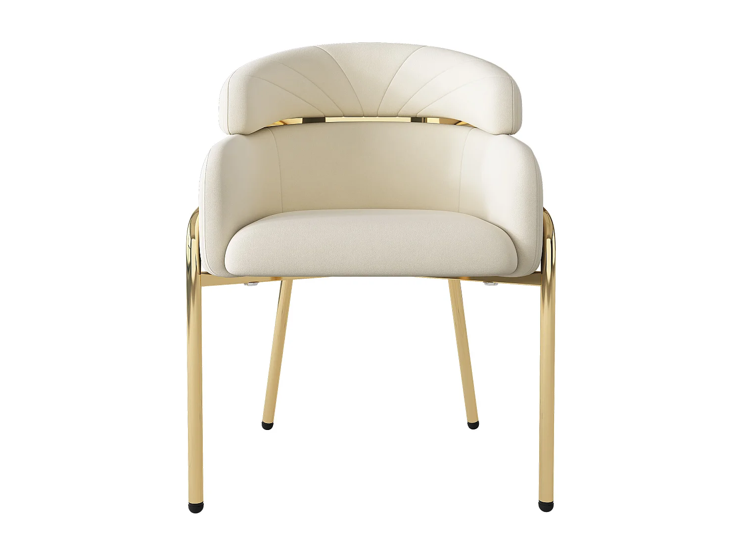 1 chaise de salle à manger en velours beige avec dossier rembourré et pieds en métal doré