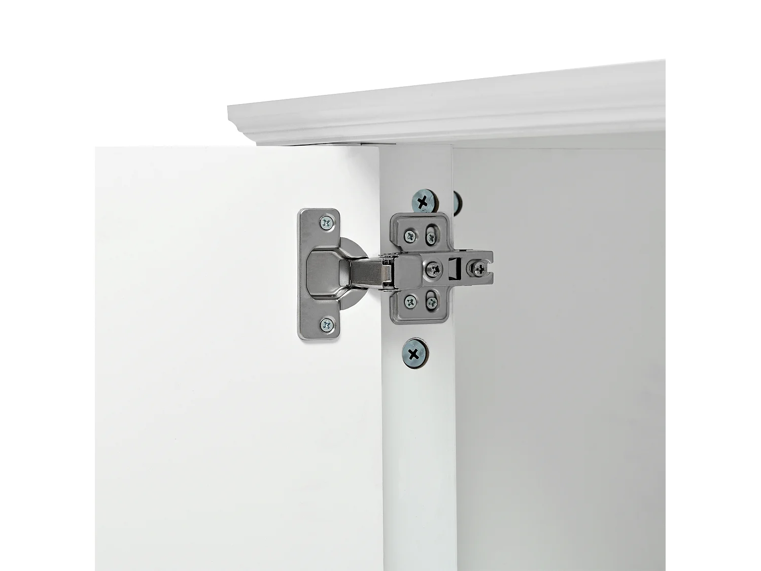 Meuble TV blanc avec 2 portes et 1 tiroir de rangement, compartiments ouverts - pour salon